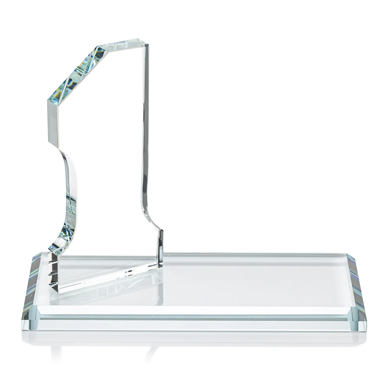 Promotional Starfire Crystal Number One Award with an Engravable Base, desk awards for corporate award ceremonies
