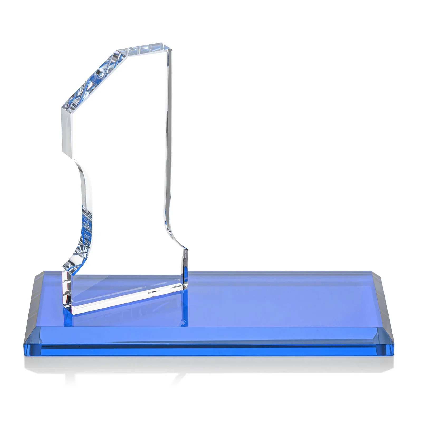 Promotional Starfire Crystal Number One Award with an Engravable Base, desk awards for team milestone celebrations