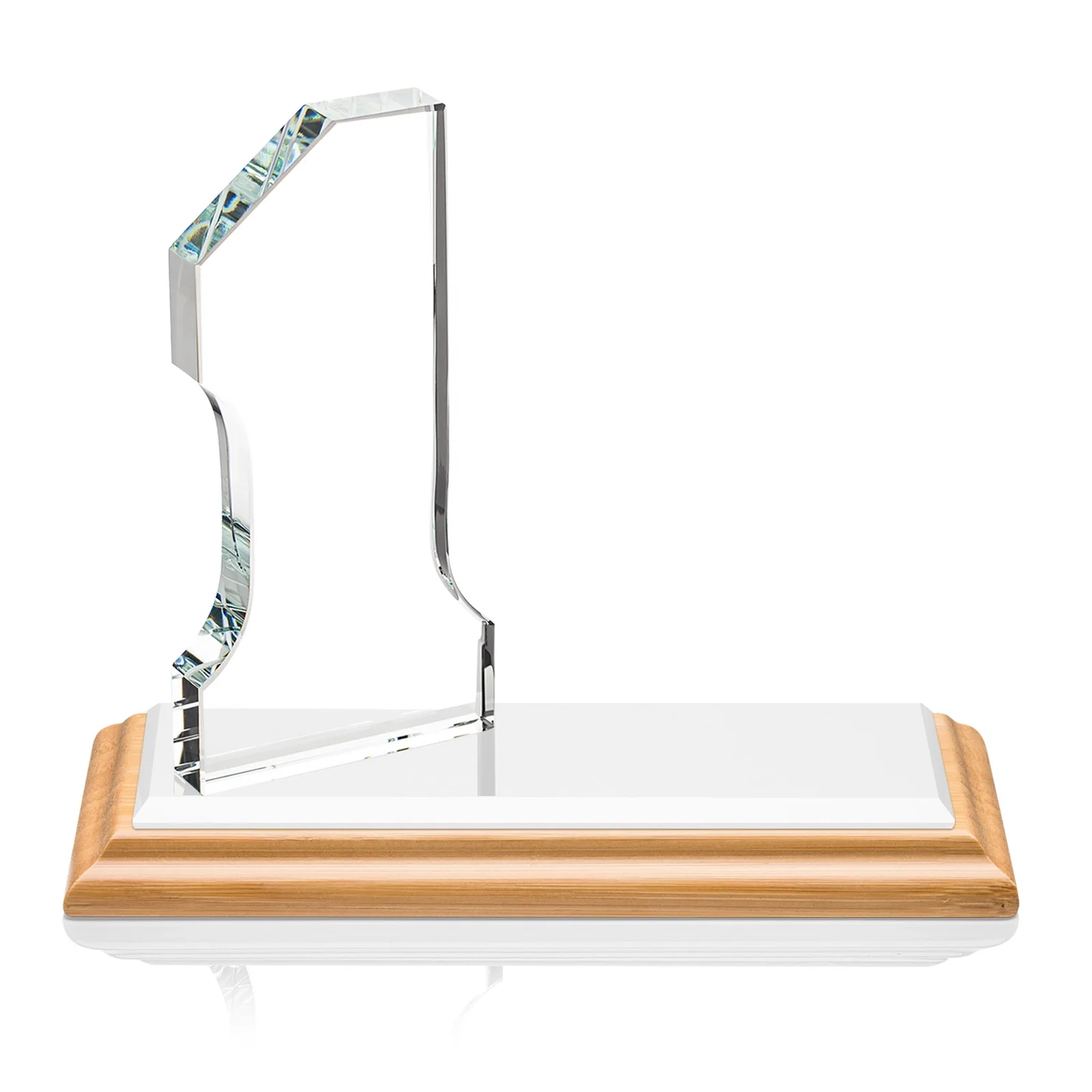 Promotional Starfire Crystal Number One Award with an Engravable Base, desk awards for volunteer appreciation