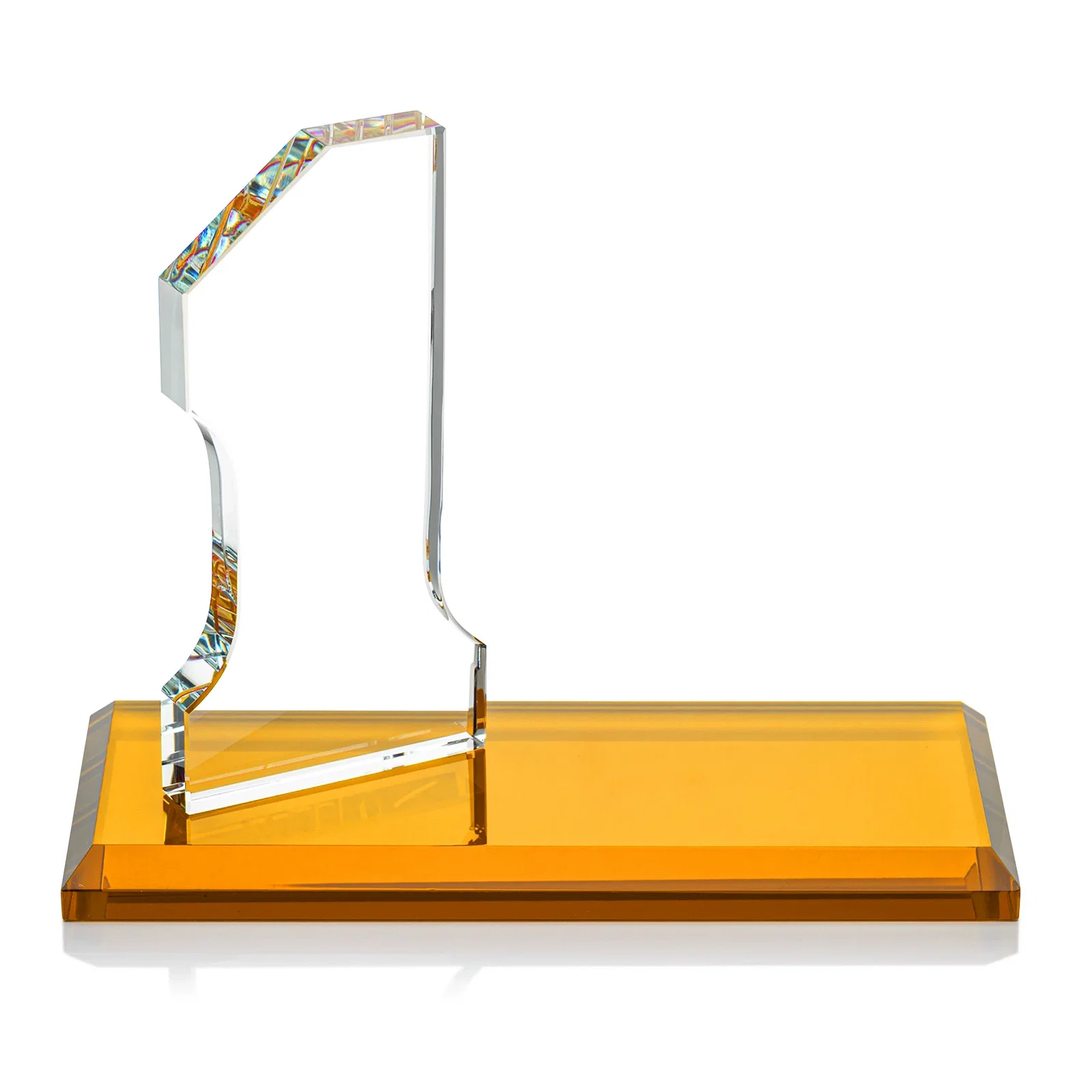 Promotional Starfire Crystal Number One Award with an Engravable Base, desk awards for dealer and partner awards