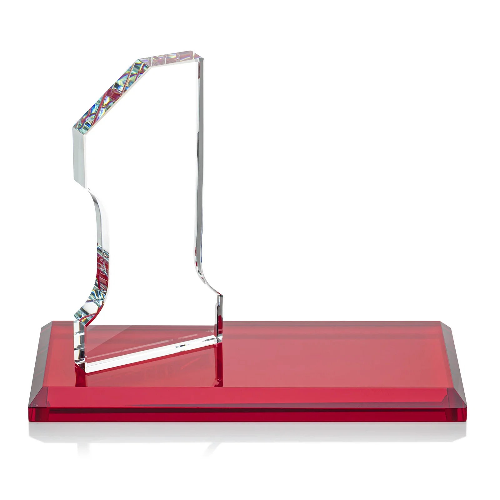 Promotional Starfire Crystal Number One Award with an Engravable Base, desk awards for company anniversary events