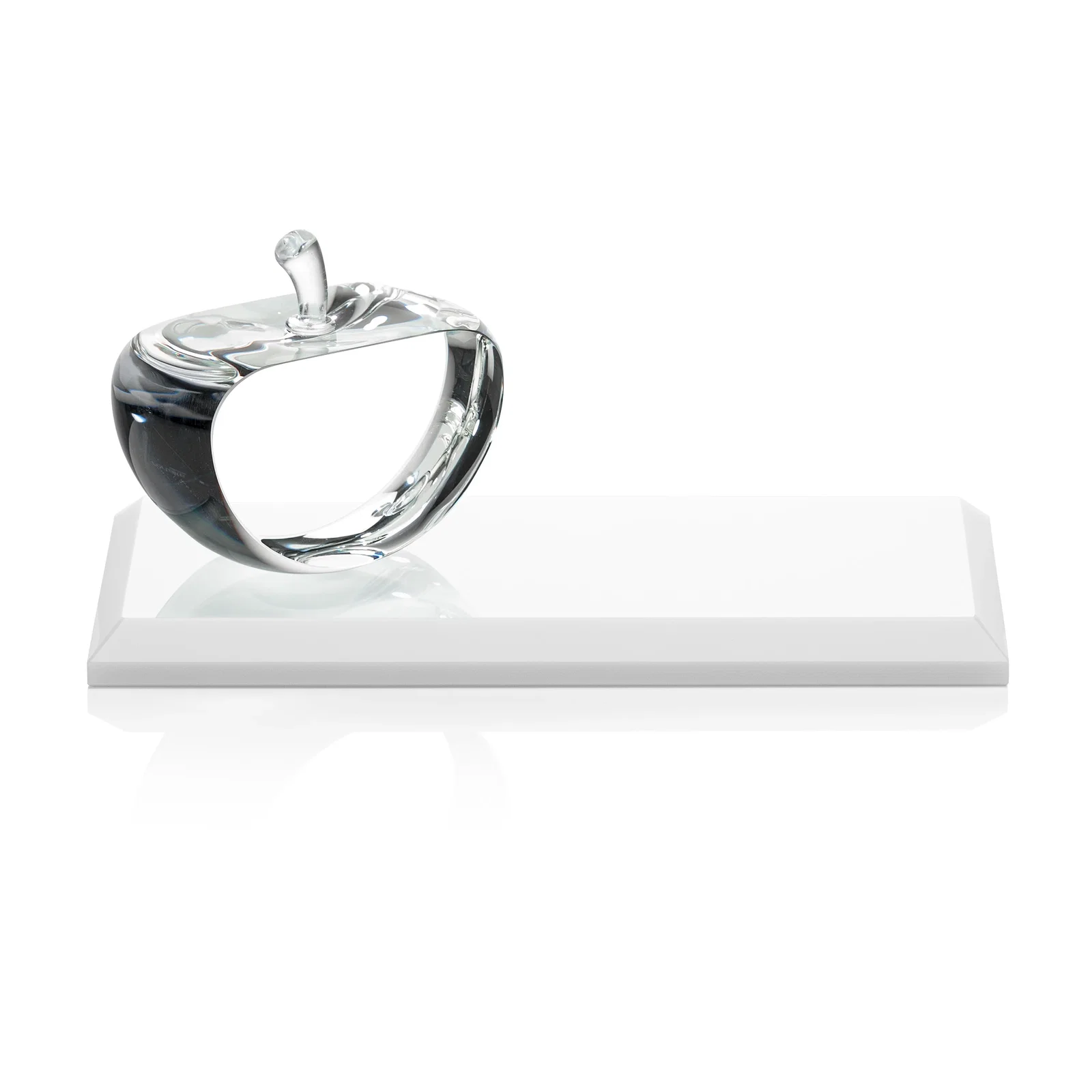 Promotional Optical Crystal Apple Award With a Bamboo or Rosewood Base for team milestone celebrations