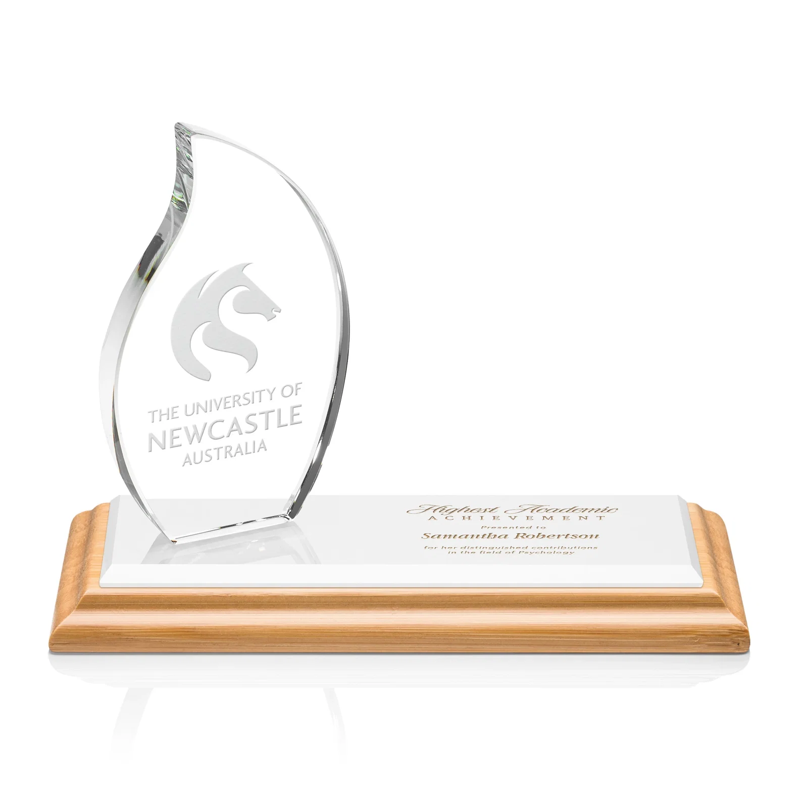 Custom Starfire Crystal Flame Award with a Second Back-Panel Imprint for safety achievement programs
