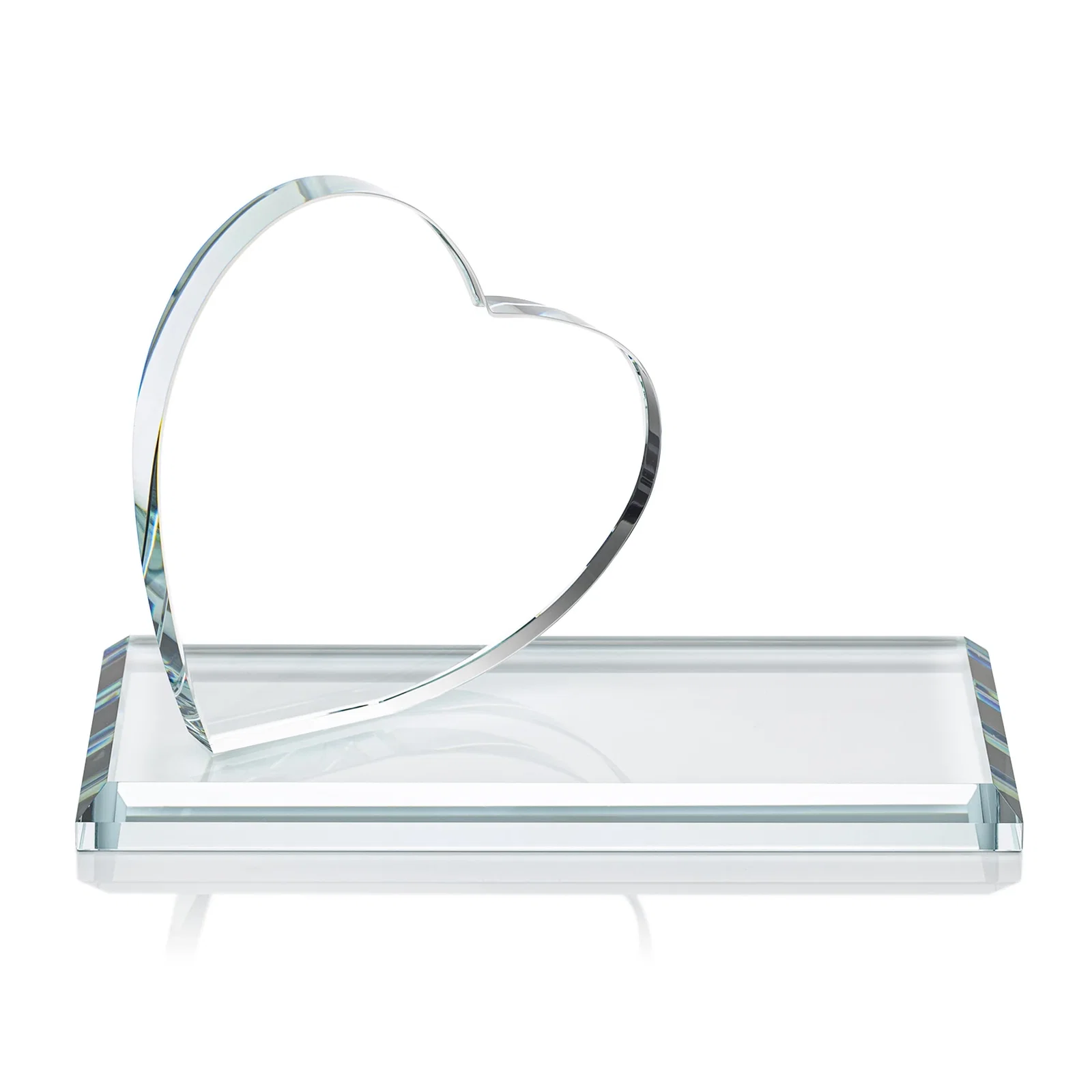 Promotional Starfire Crystal Heart Award in a Wide Range of Finishes, desk awards for corporate award ceremonies