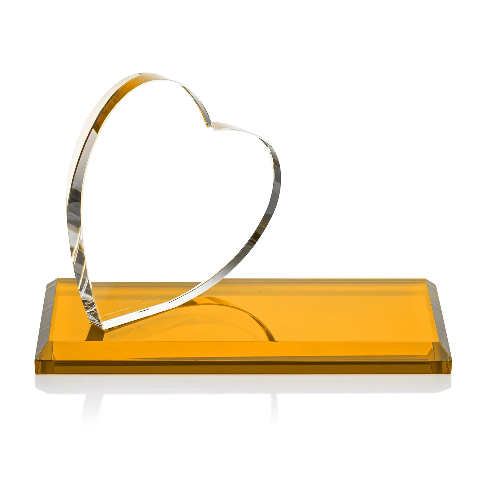 Promotional Starfire Crystal Heart Award in a Wide Range of Finishes, desk awards for dealer and partner awards
