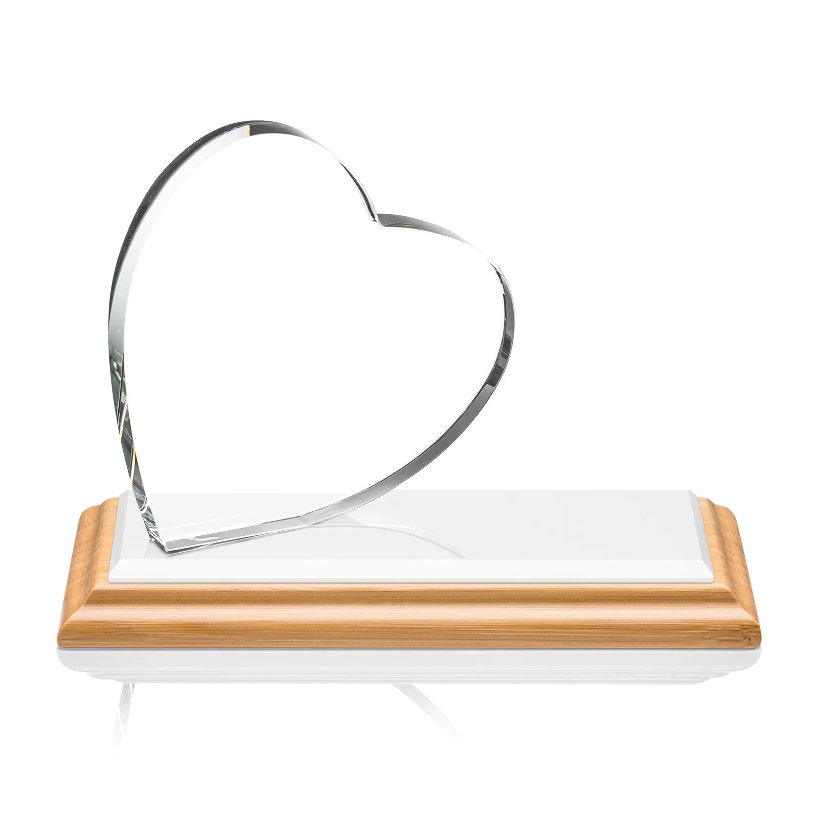Branded Starfire Crystal Heart Award in a Wide Range of Finishes, desk awards for employee recognition
