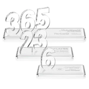 Starfire Crystal Number Award on Rosewood Base