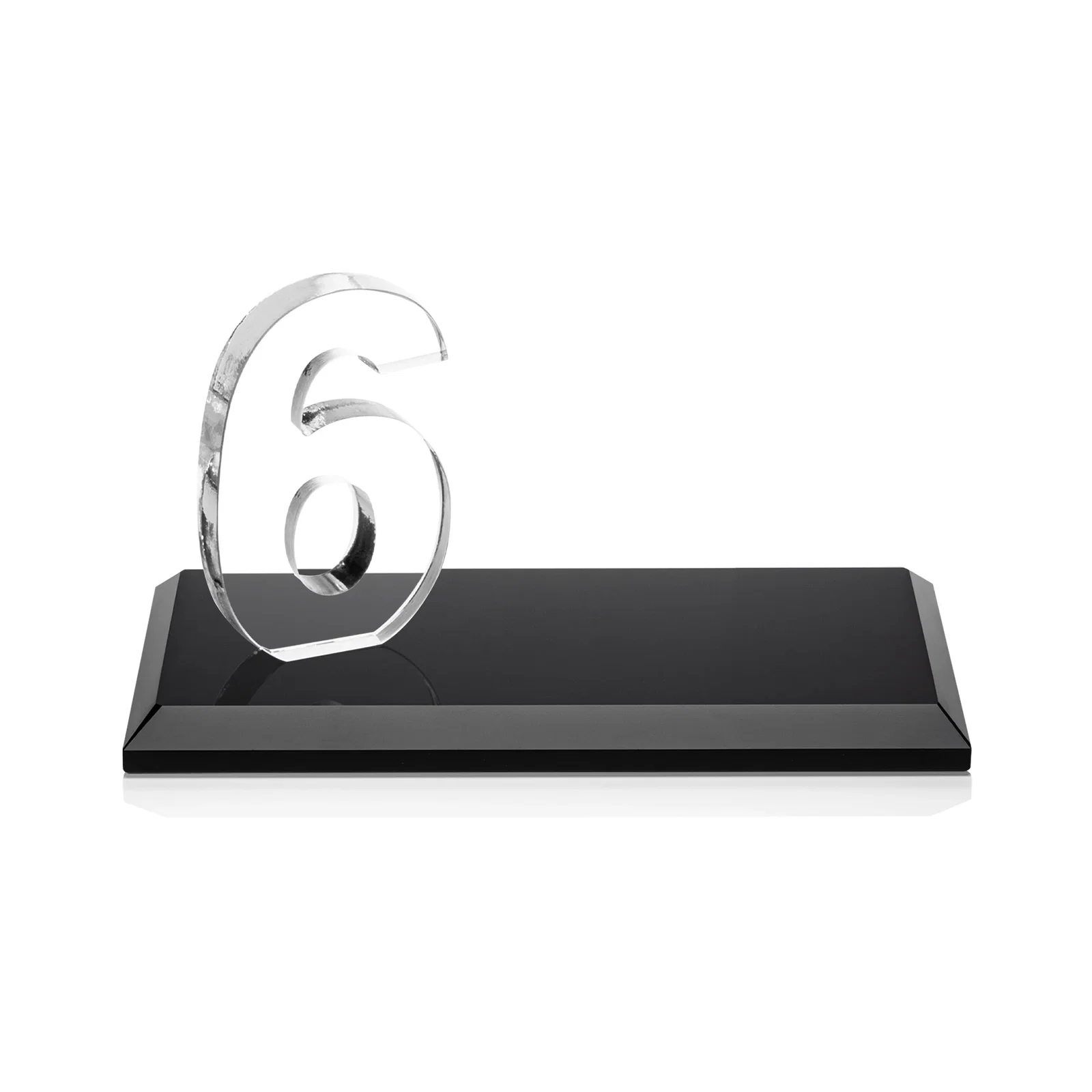 Custom engraved Starfire Crystal Number Award on Rosewood Base for company anniversary events