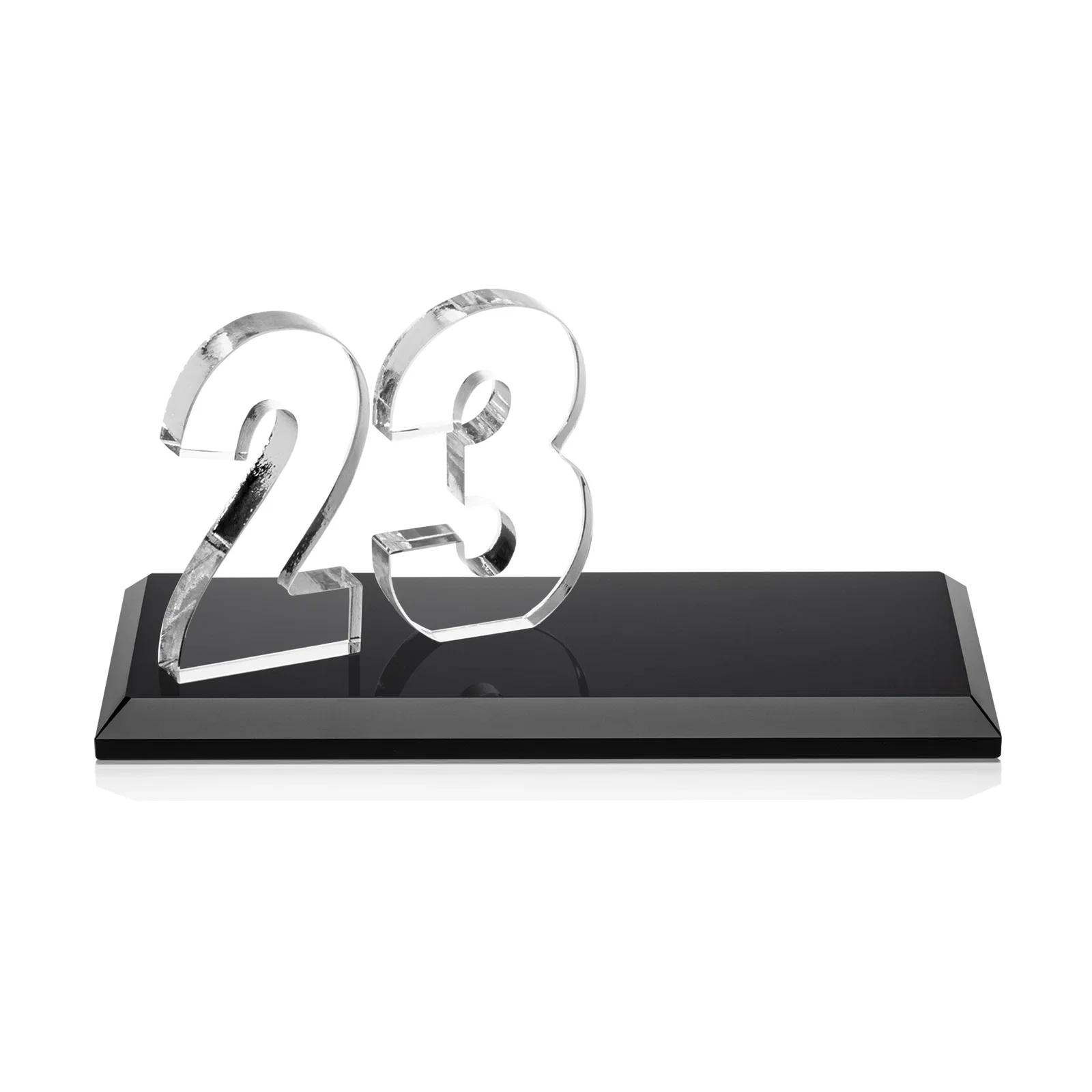Custom Starfire Crystal Number Award on Rosewood Base, with your logo for employee recognition