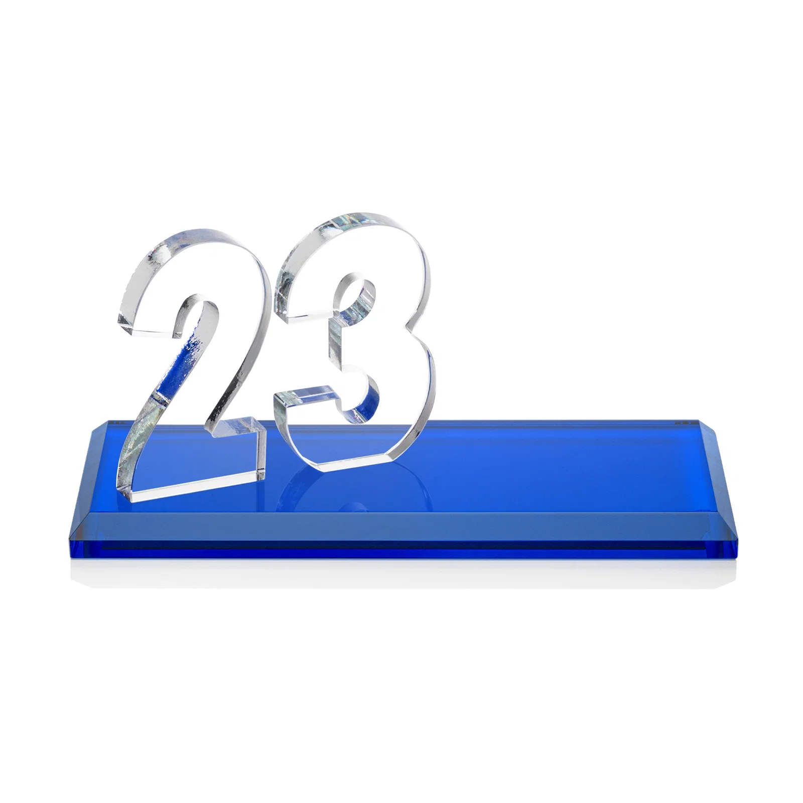 Custom Starfire Crystal Number Award on Rosewood Base, with your logo for sales achievement awards