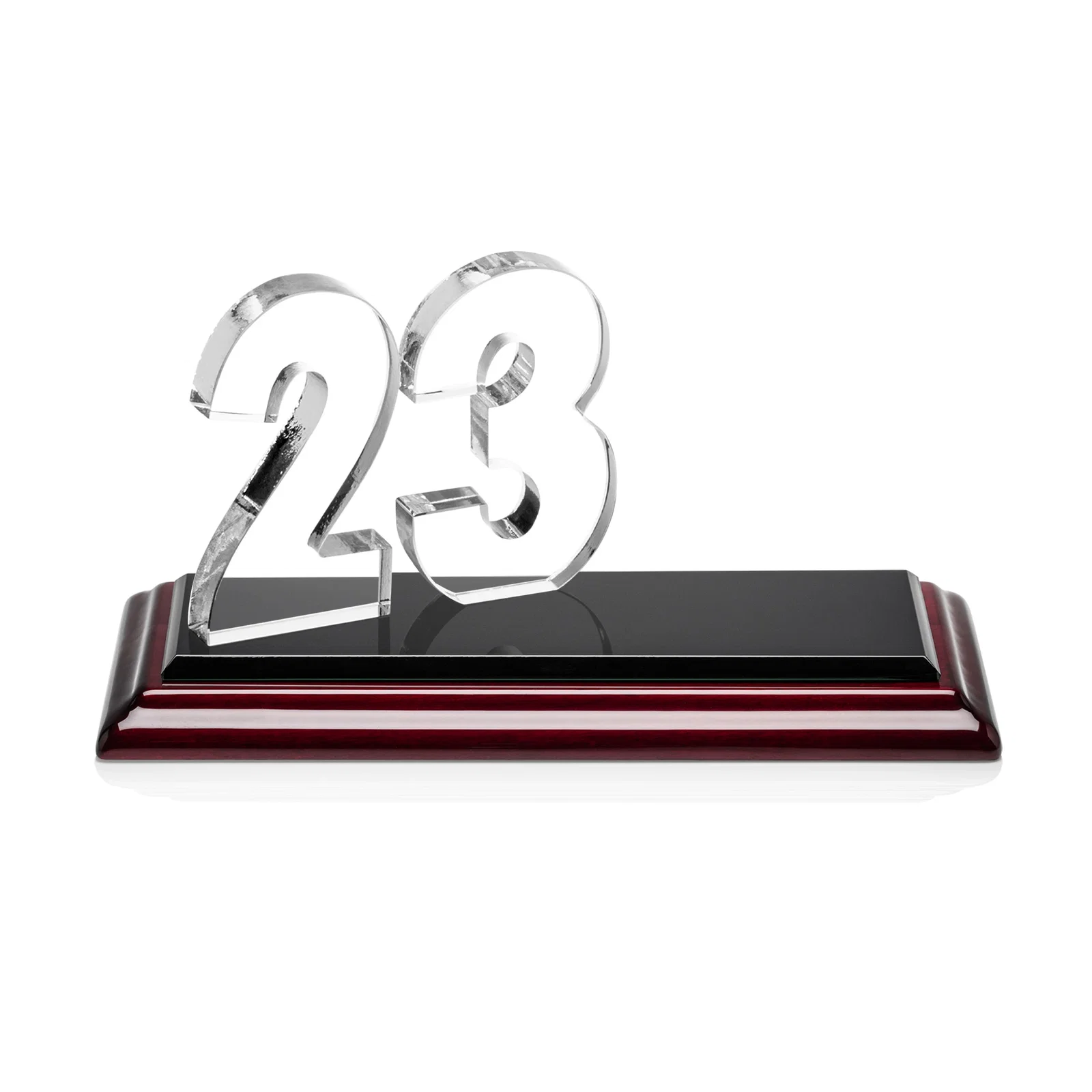 Custom Starfire Crystal Number Award on Rosewood Base, with your logo for donor appreciation