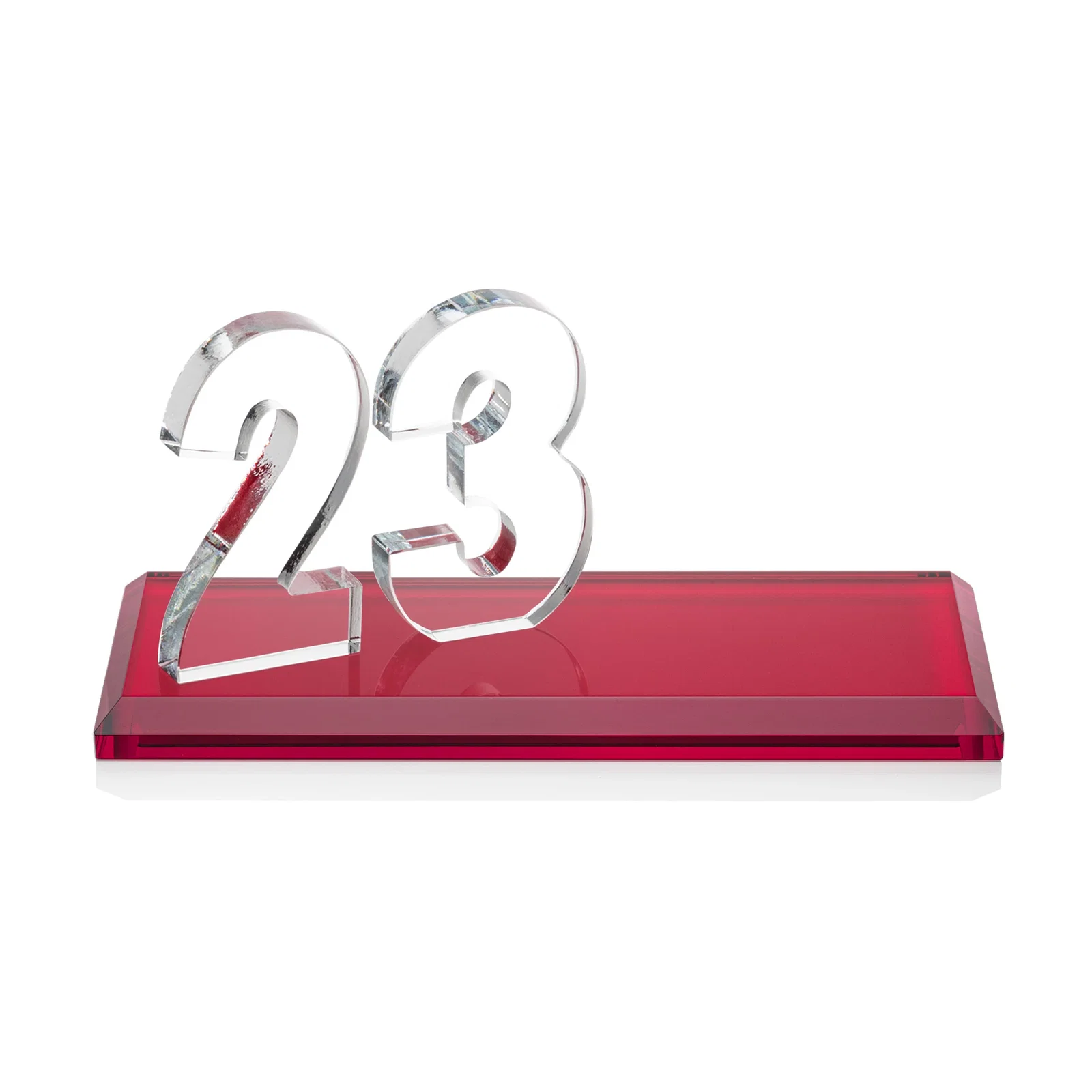 Custom Starfire Crystal Number Award on Rosewood Base, with your logo for volunteer appreciation