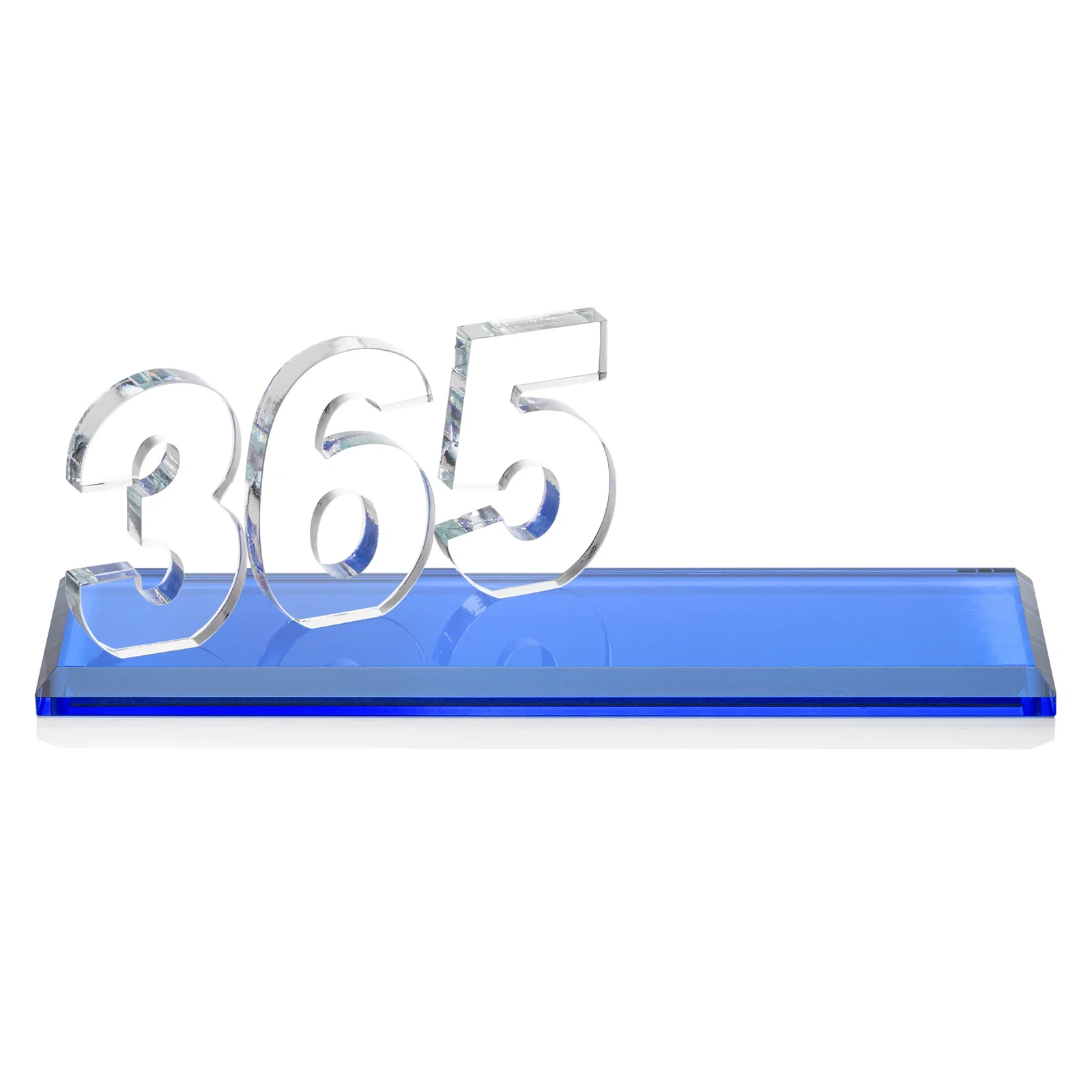 Personalized Starfire Crystal Number Award on Rosewood Base, with your logo for corporate award ceremonies
