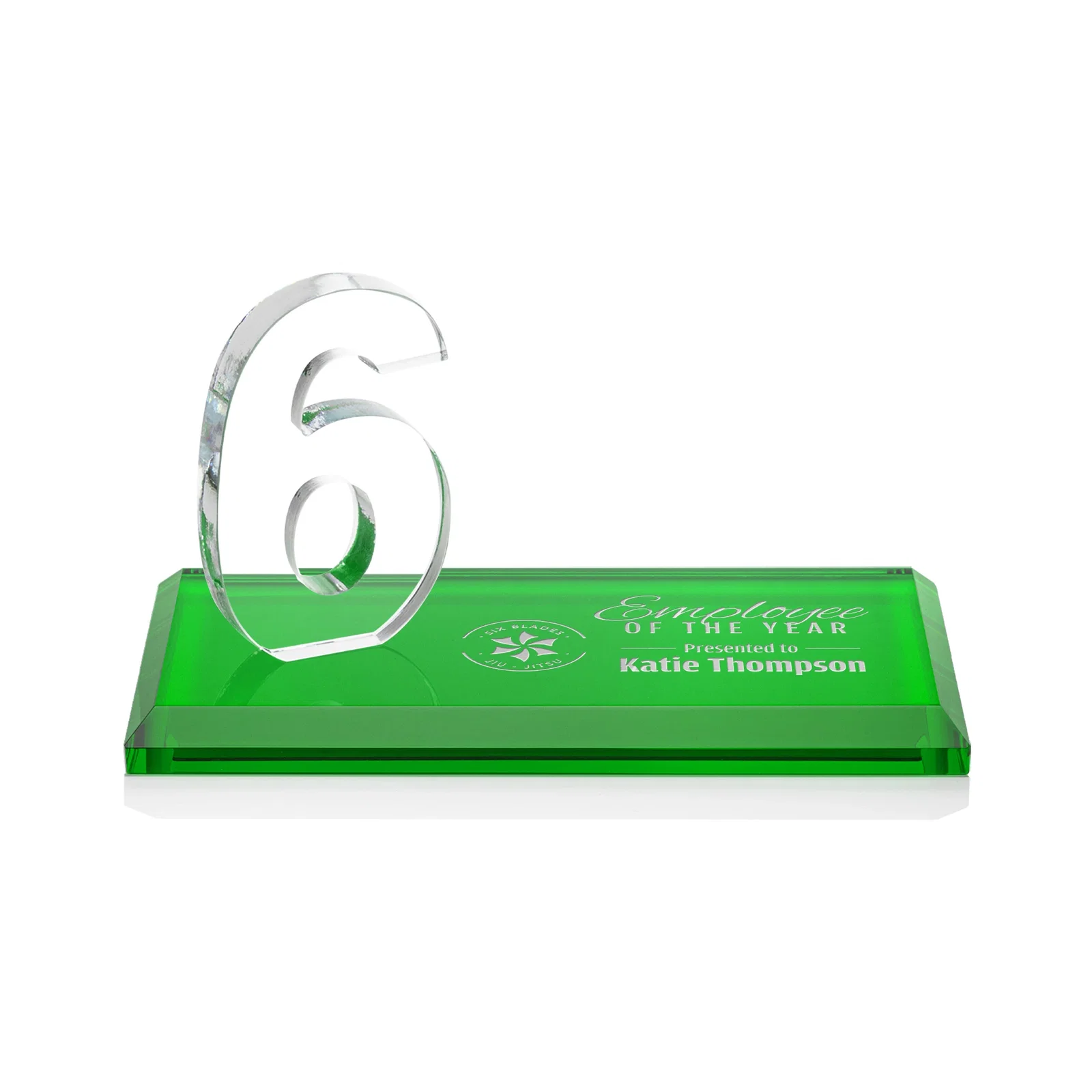 Custom Starfire Crystal Number Award on Rosewood Base for dealer and partner awards