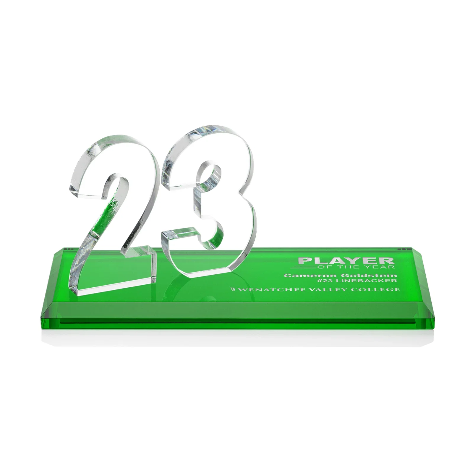 Custom Starfire Crystal Number Award on Rosewood Base for company anniversary events