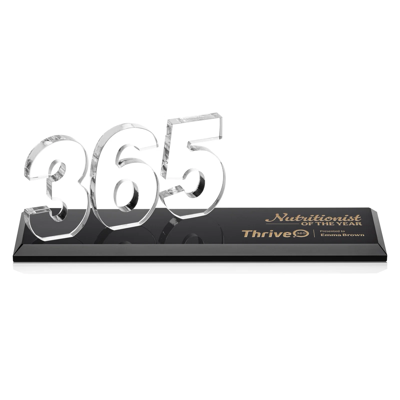Personalized Starfire Crystal Number Award on Rosewood Base for retirement presentations