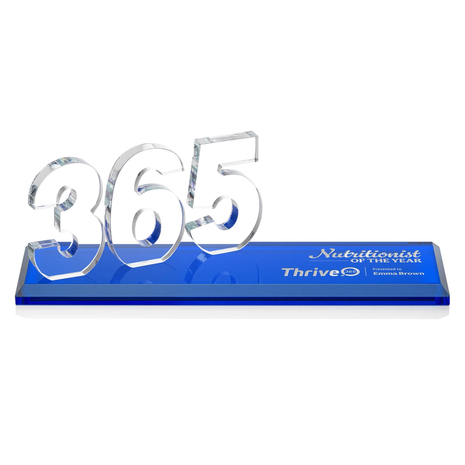 Personalized Starfire Crystal Number Award on Rosewood Base for safety achievement programs