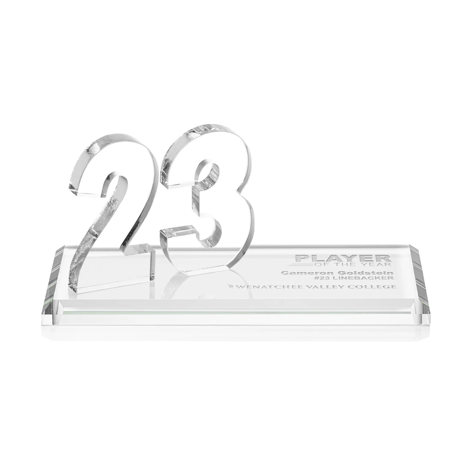 Custom Starfire Crystal Number Award on Rosewood Base for service anniversary gifts