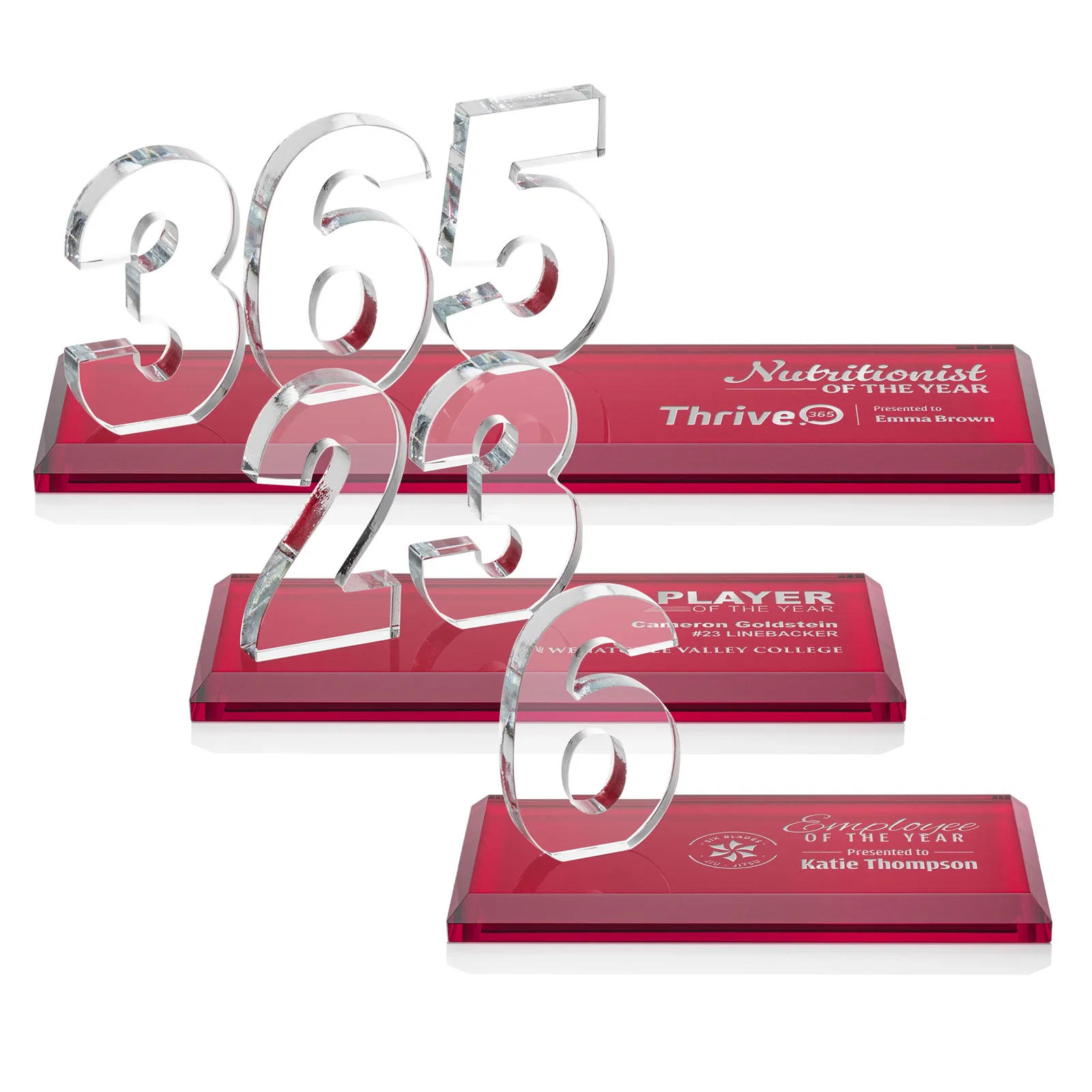 Promotional Starfire Crystal Number Award on Rosewood Base for corporate award ceremonies