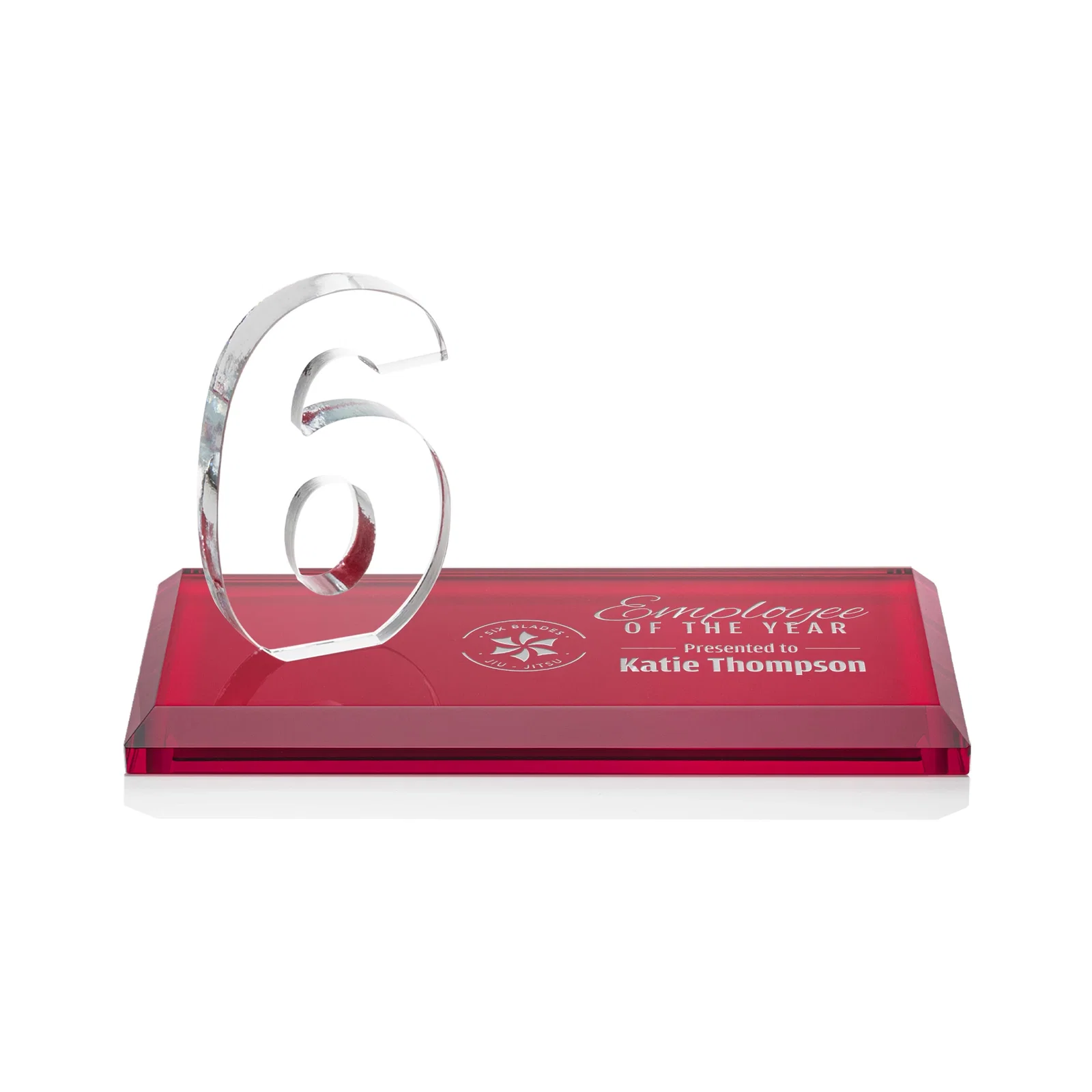Promotional Starfire Crystal Number Award on Rosewood Base for service anniversary gifts