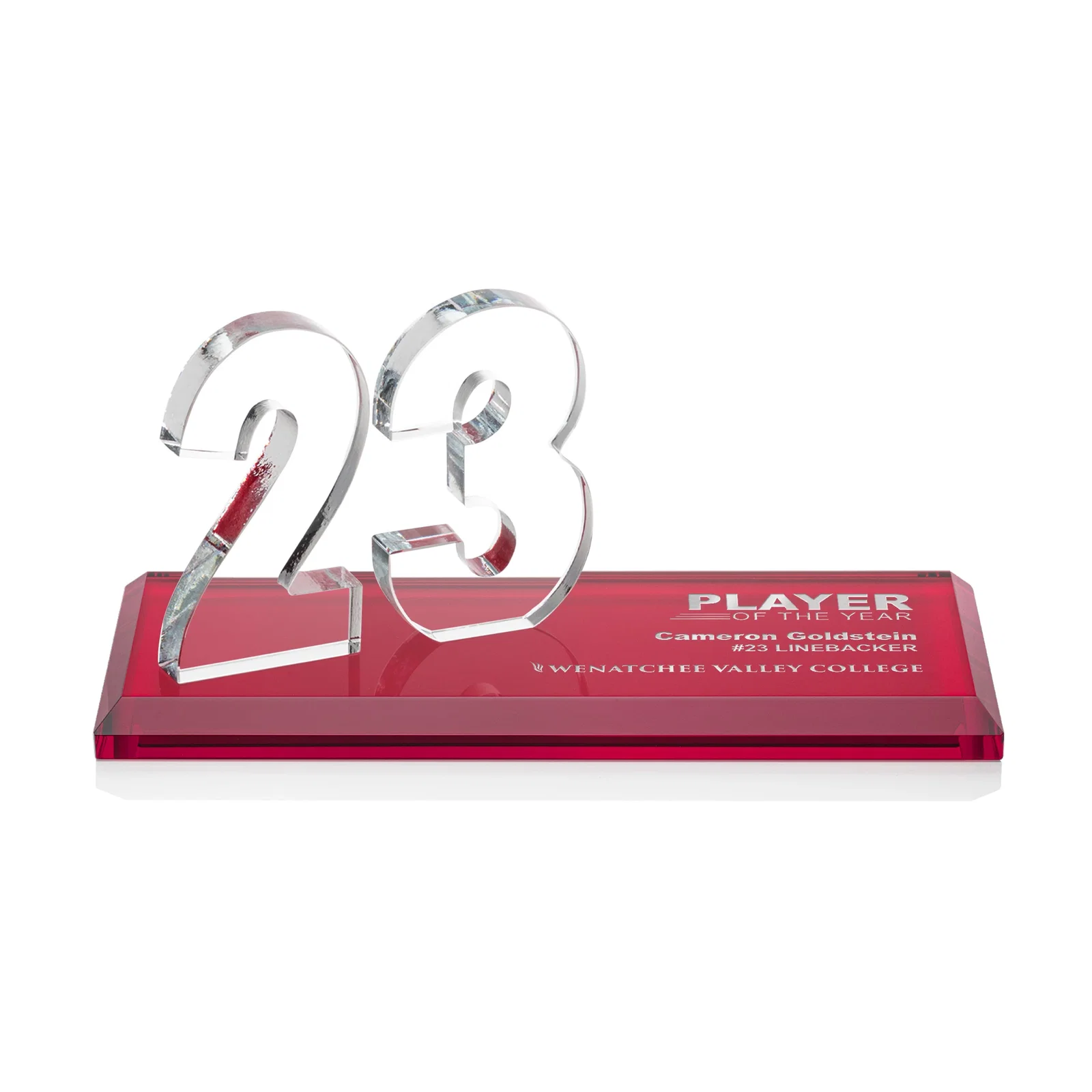 Promotional Starfire Crystal Number Award on Rosewood Base for sales achievement awards