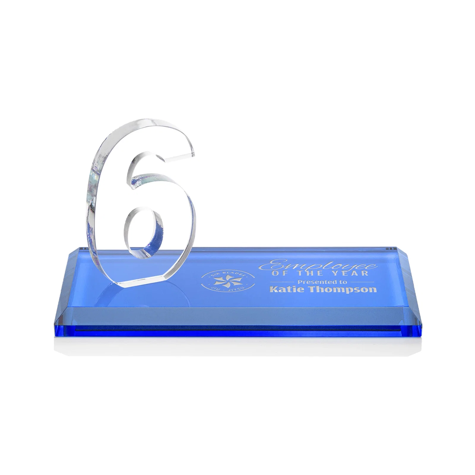 Promotional Starfire Crystal Number Award on Rosewood Base for donor appreciation