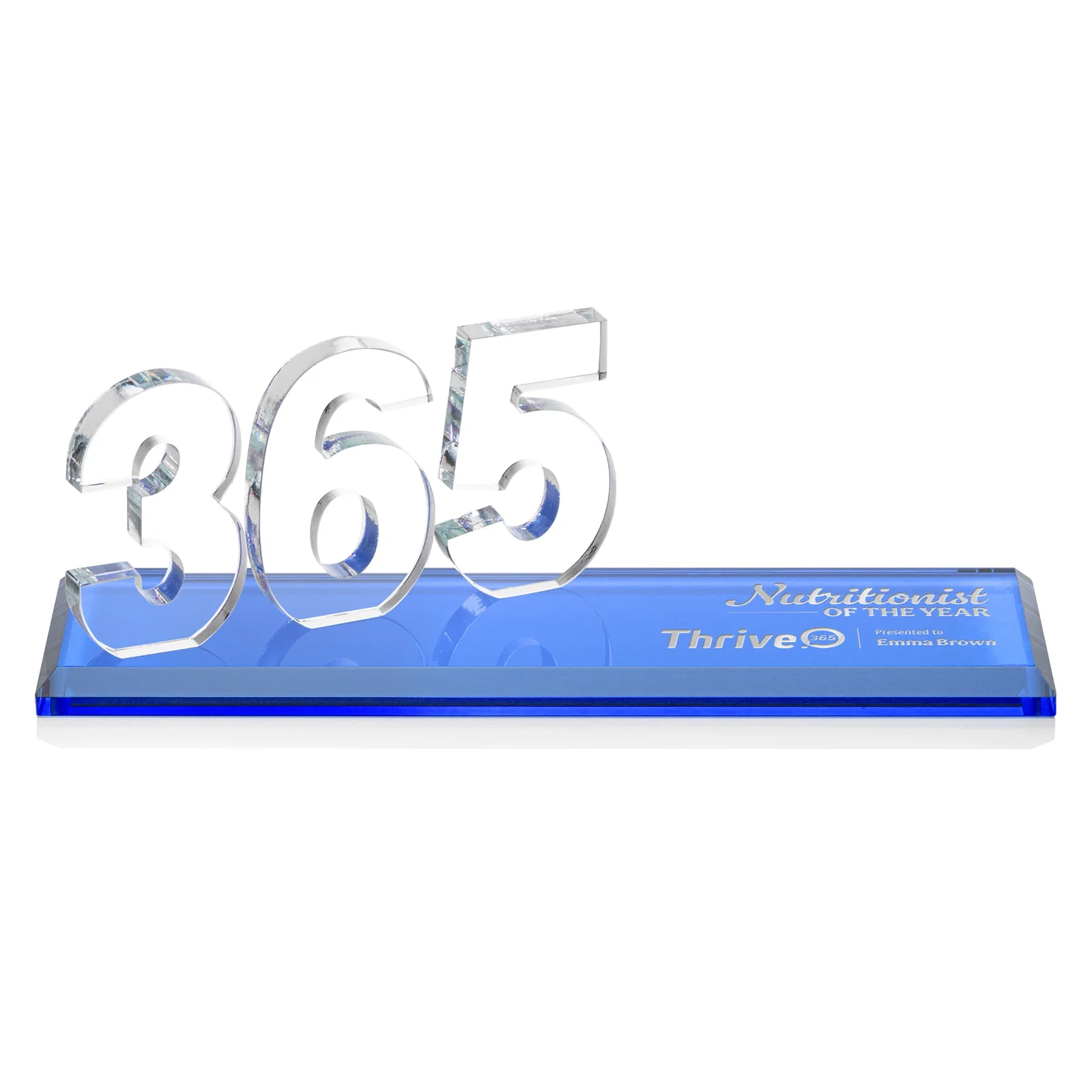 Promotional Starfire Crystal Number Award on Rosewood Base for safety achievement programs