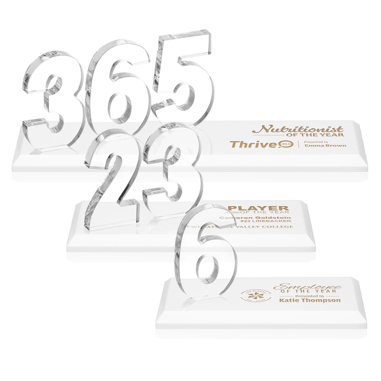 Promotional Starfire Crystal Number Award on Rosewood Base for volunteer appreciation
