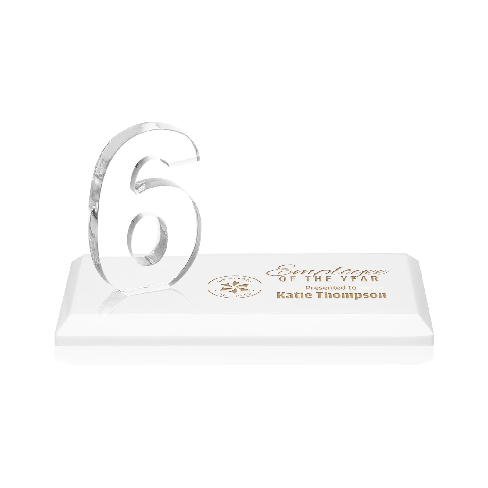 Promotional Starfire Crystal Number Award on Rosewood Base for dealer and partner awards