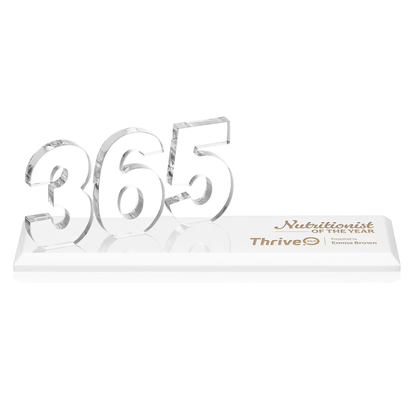 Branded Starfire Crystal Number Award on Rosewood Base for employee recognition