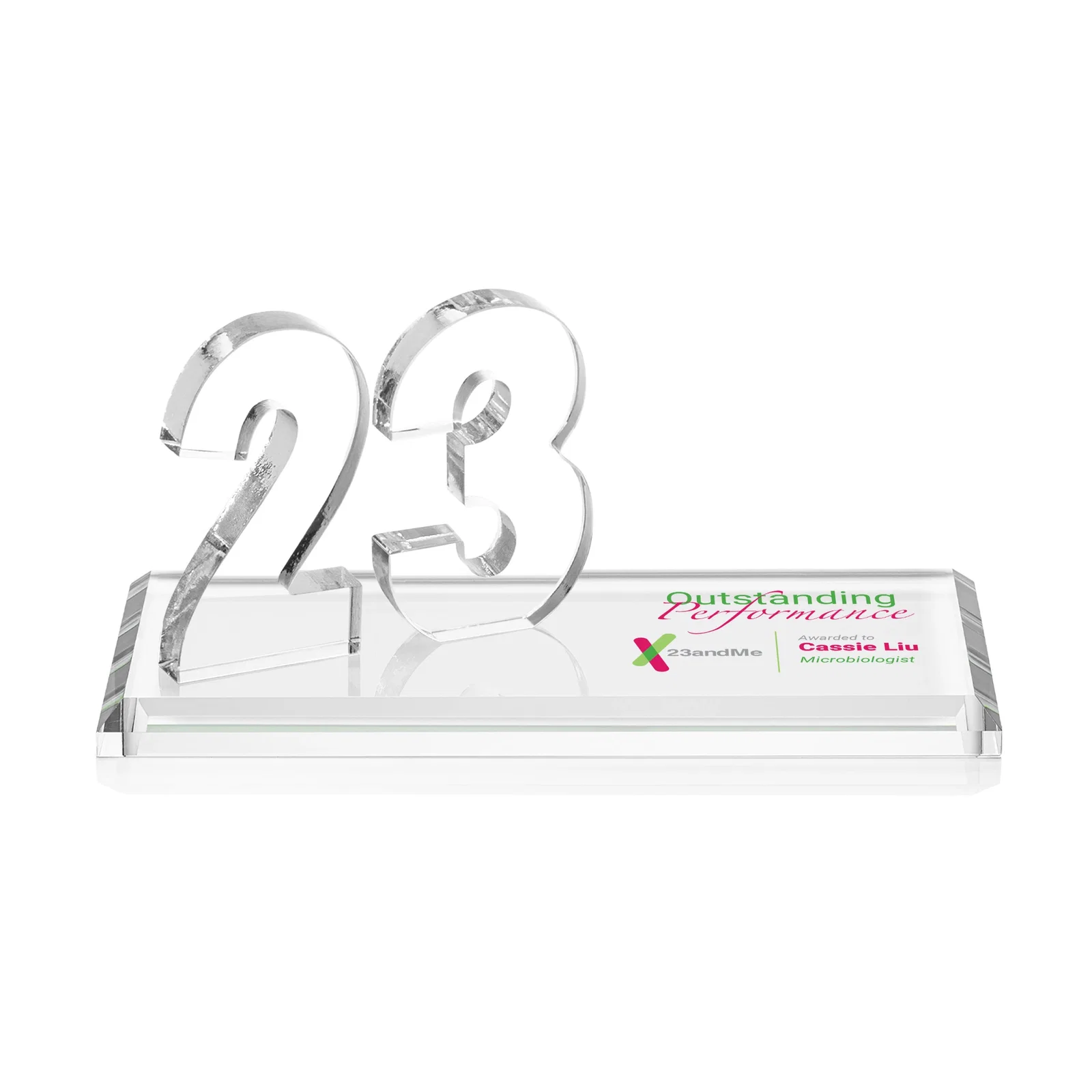 Branded Starfire Crystal Number Award on Rosewood Base for sales achievement awards