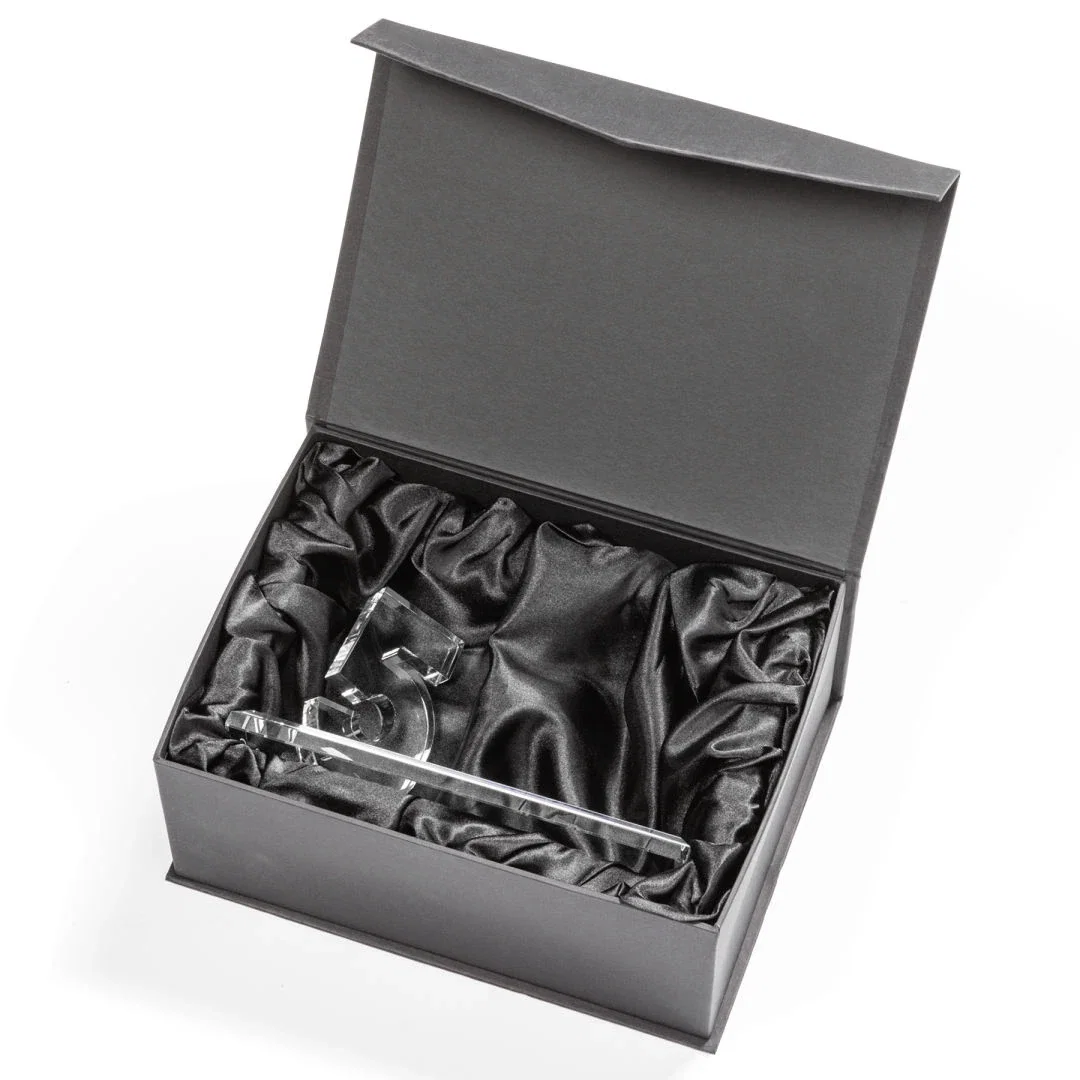 Custom Starfire Crystal Number Award on Rosewood Base for retirement presentations