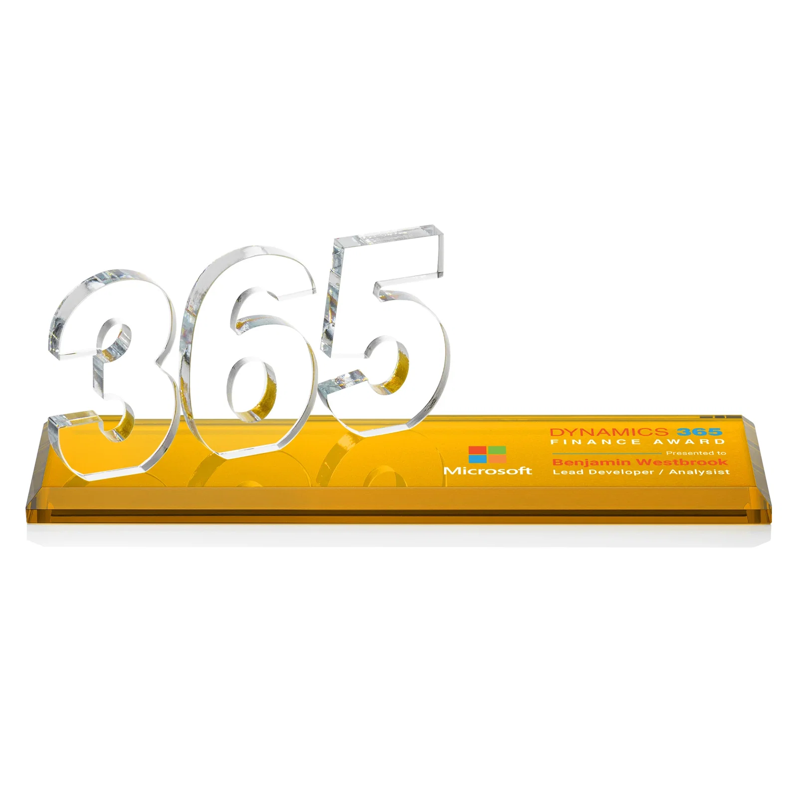 Branded Starfire Crystal Number Award on Rosewood Base for safety achievement programs