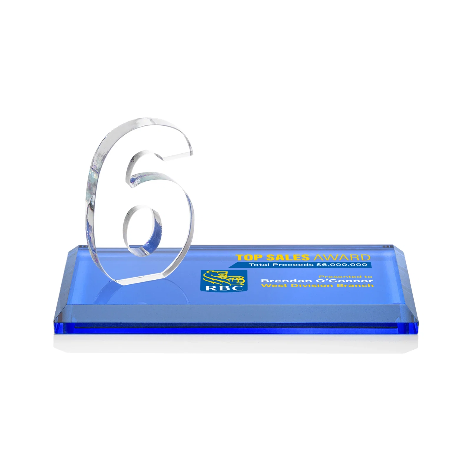 Customized Starfire Crystal Number Award on Rosewood Base for graduation ceremonies
