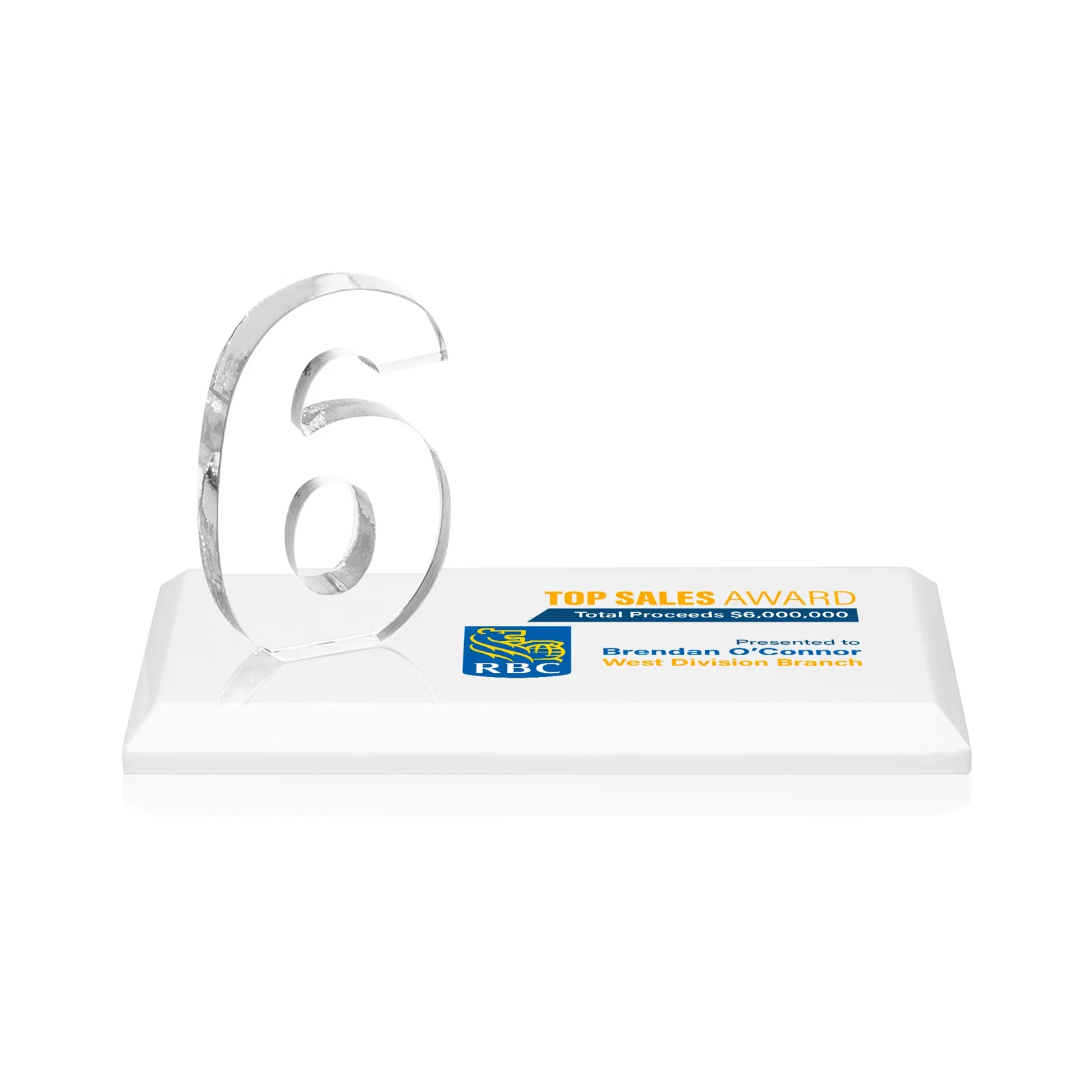 Customized Starfire Crystal Number Award on Rosewood Base for company anniversary events