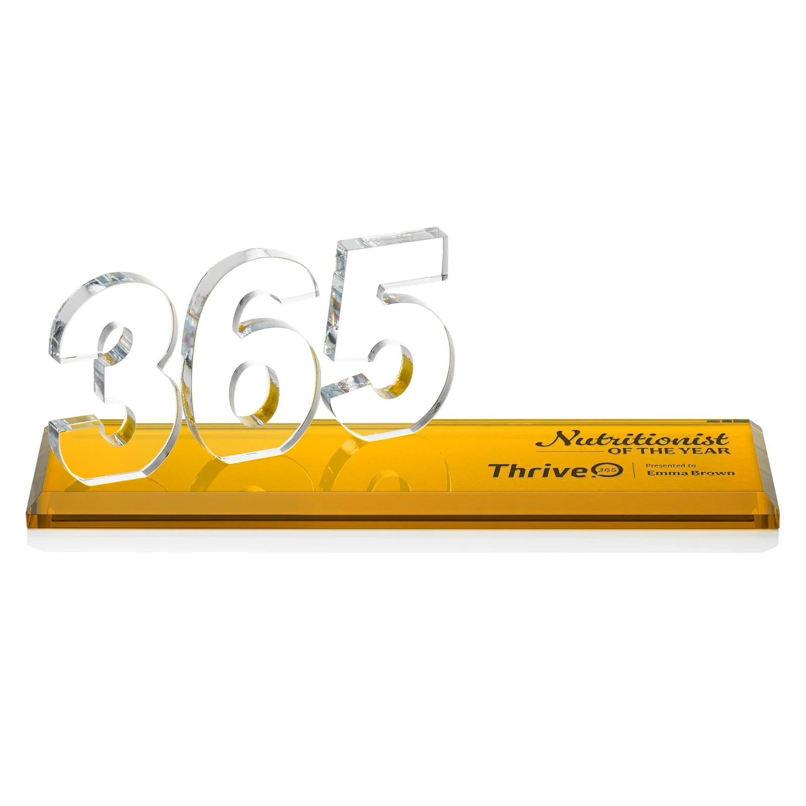 Custom Starfire Crystal Number Award on Rosewood Base for safety achievement programs