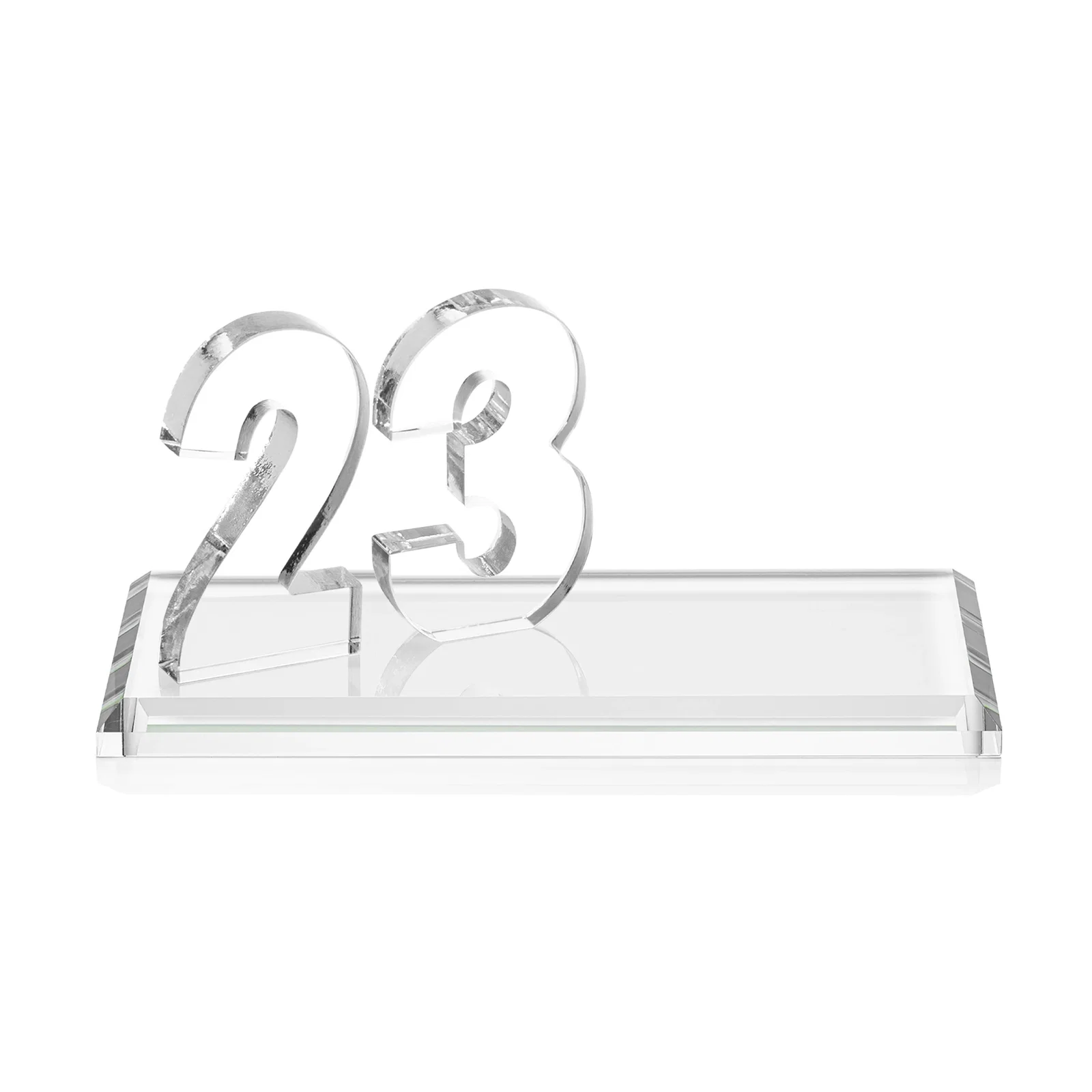 Custom engraved Starfire Crystal Number Award on Rosewood Base for sales achievement awards
