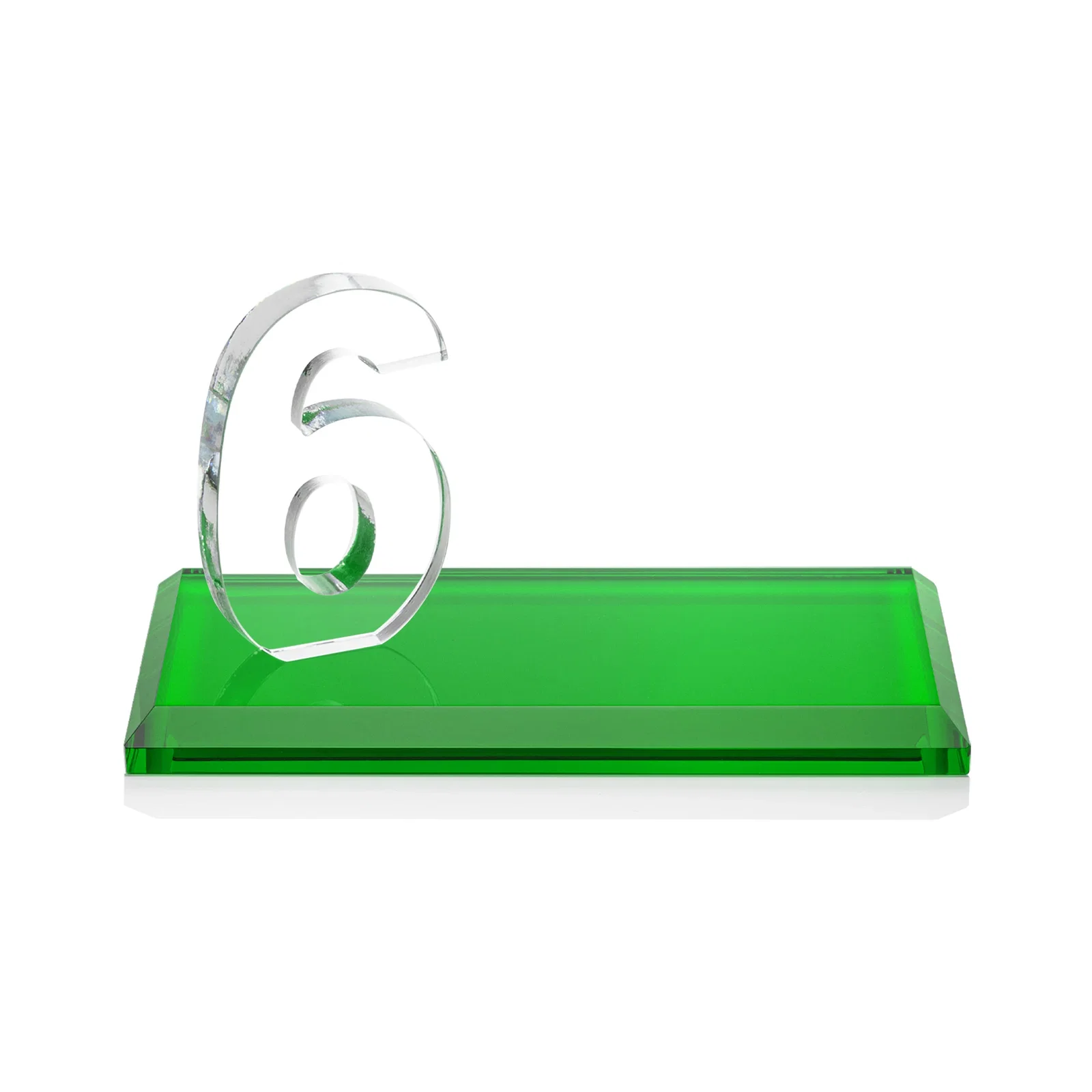Custom engraved Starfire Crystal Number Award on Rosewood Base for safety achievement programs
