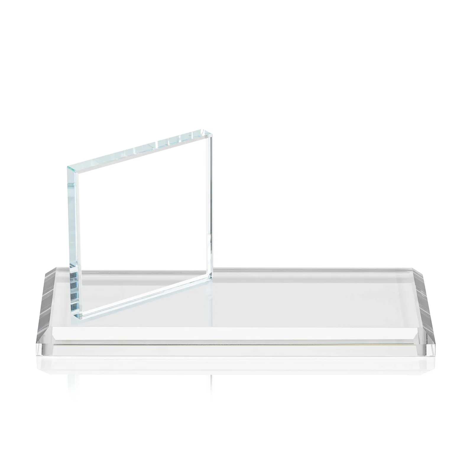 Personalized Starfire Crystal Square Award on a Bamboo or Rosewood Base for employee recognition