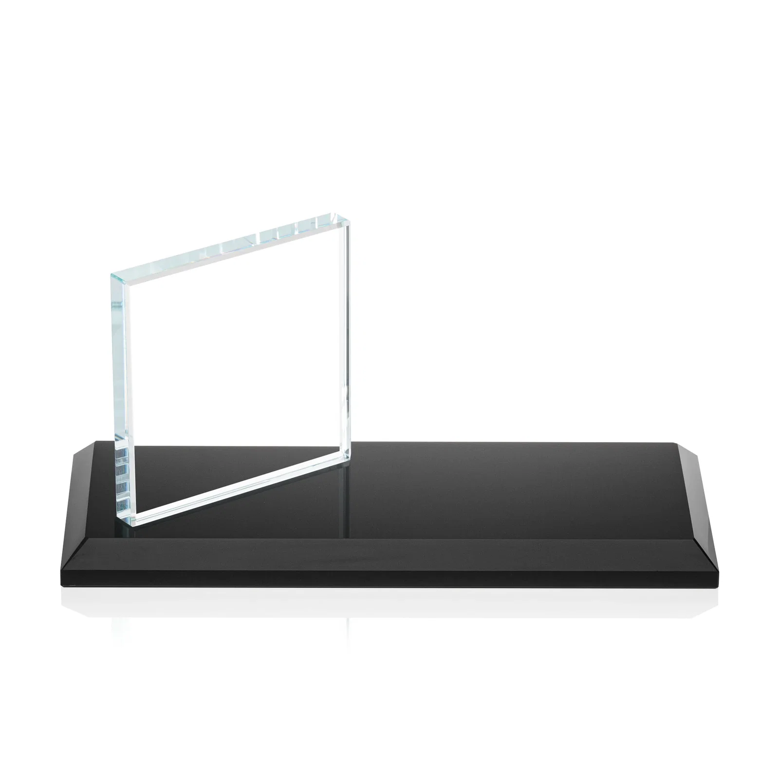 Personalized Starfire Crystal Square Award on a Bamboo or Rosewood Base for service anniversary gifts