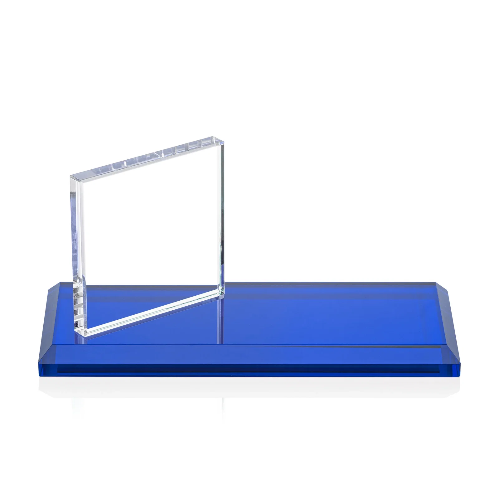 Personalized Starfire Crystal Square Award on a Bamboo or Rosewood Base for sales achievement awards