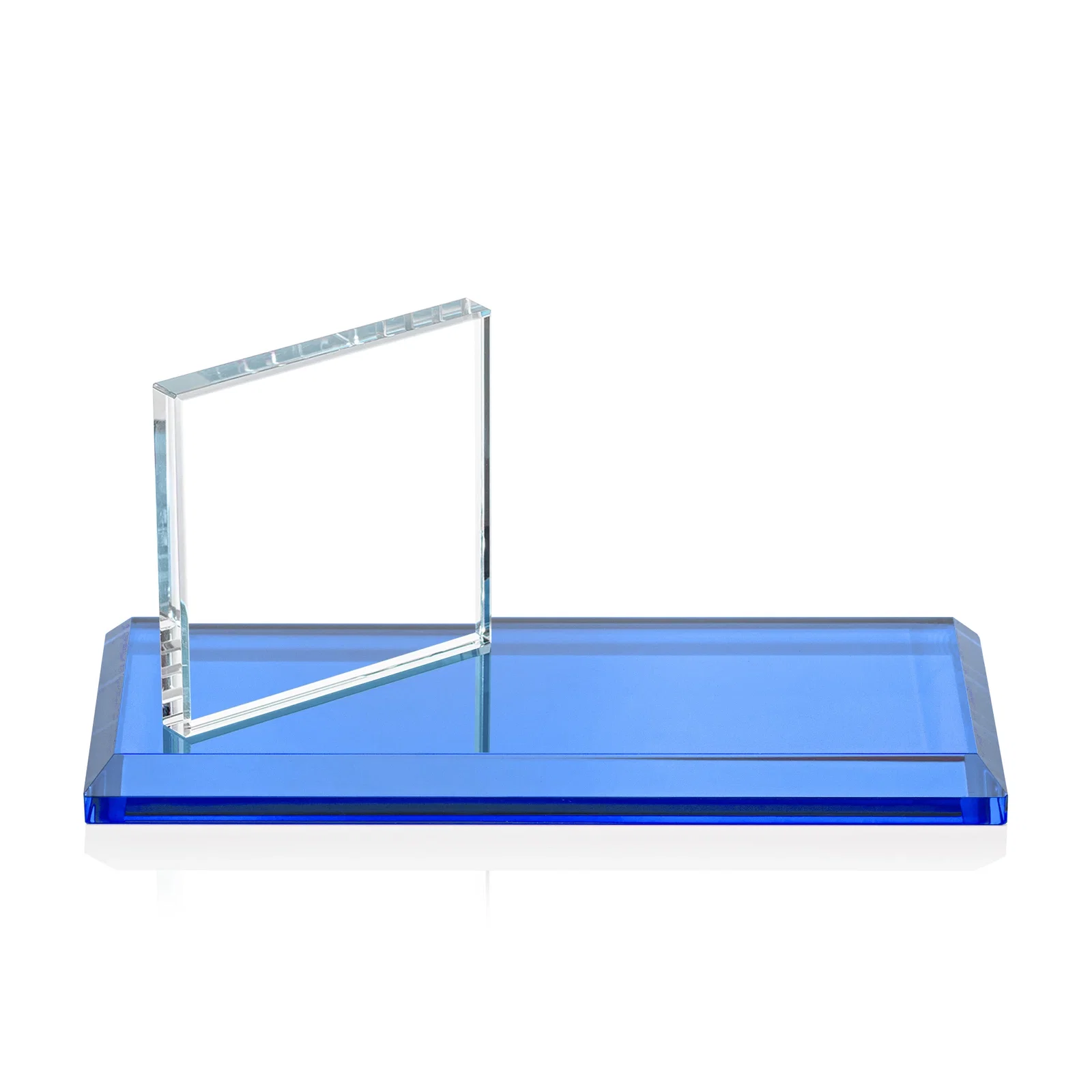 Personalized Starfire Crystal Square Award on a Bamboo or Rosewood Base for team milestone celebrations
