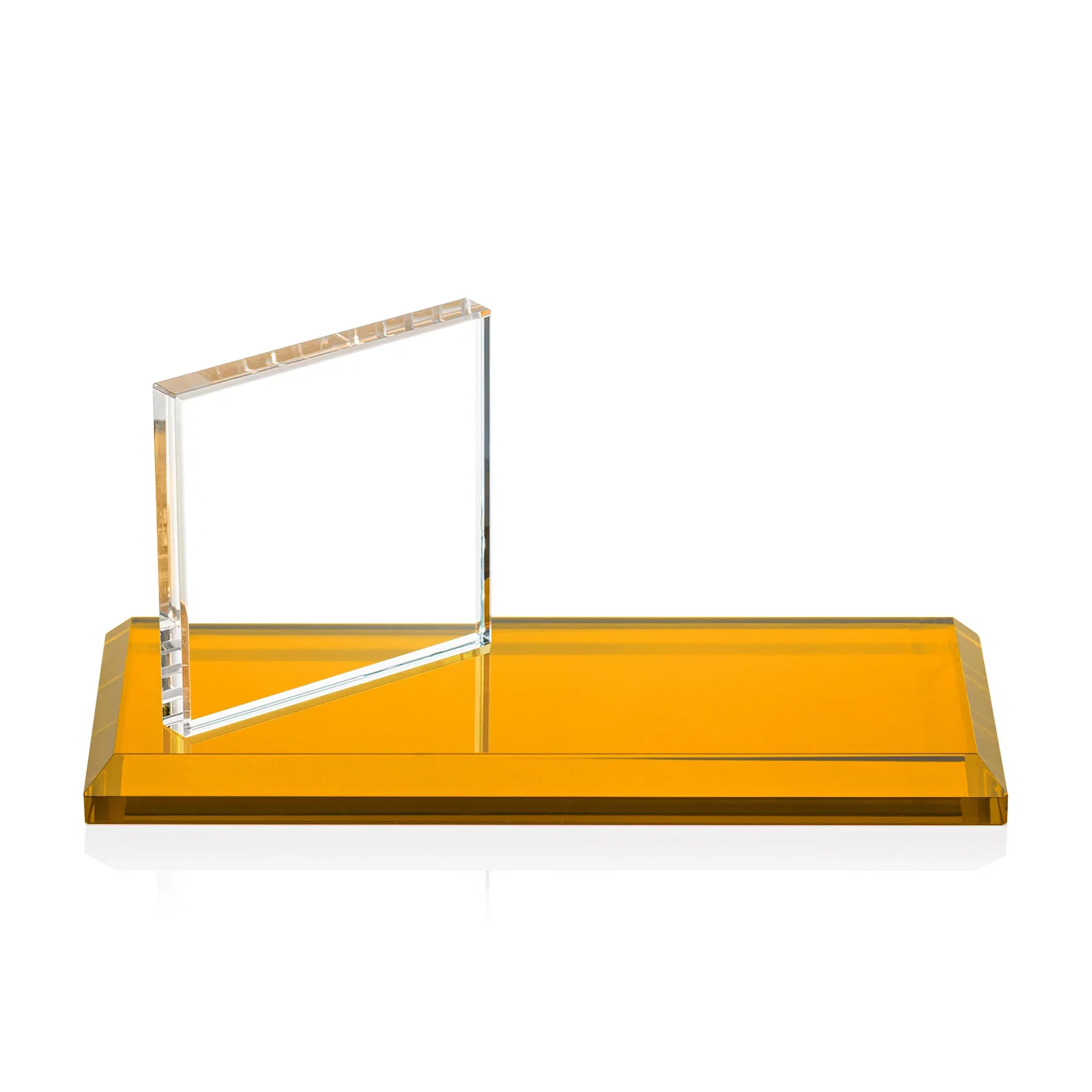 Personalized Starfire Crystal Square Award on a Bamboo or Rosewood Base for graduation ceremonies