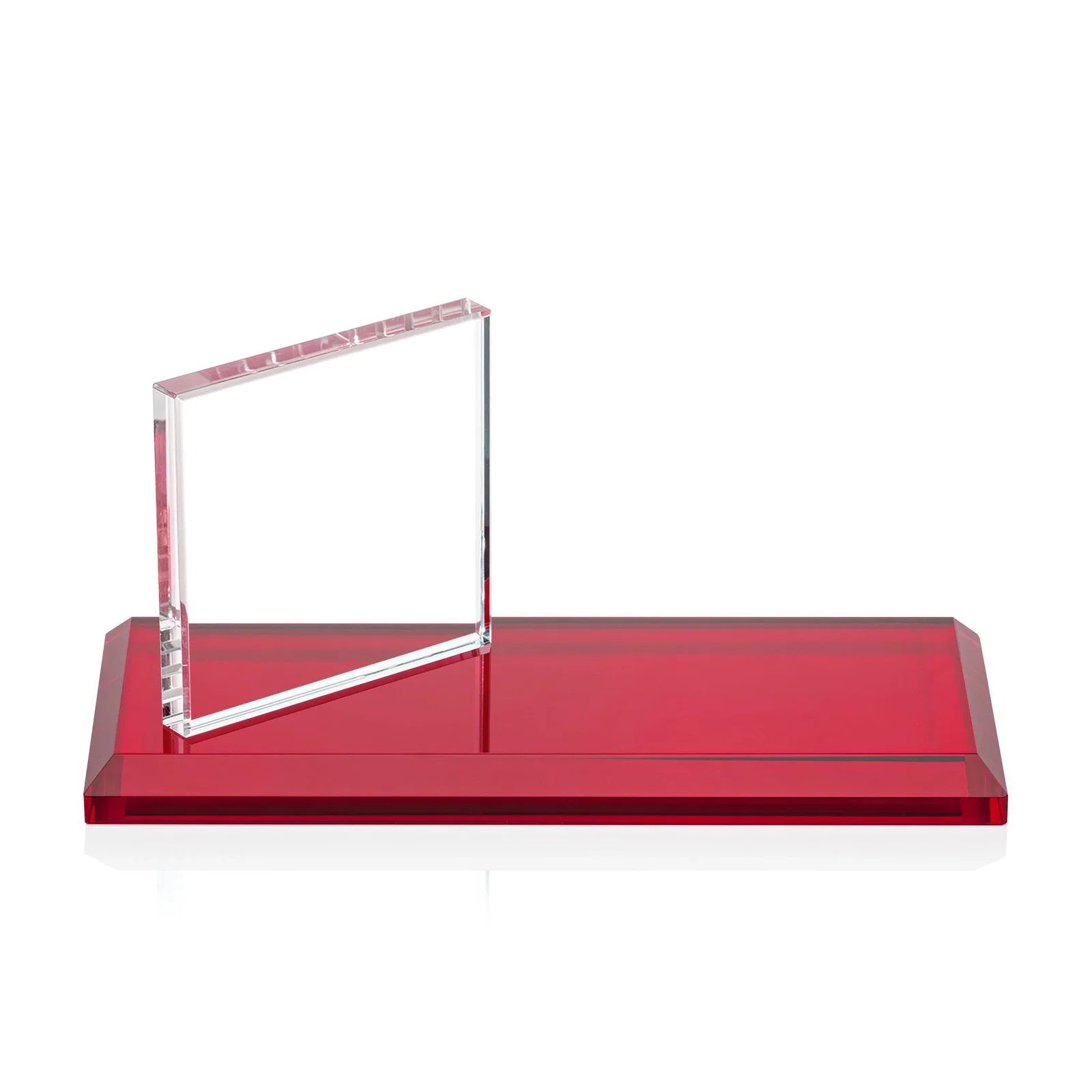 Personalized Starfire Crystal Square Award on a Bamboo or Rosewood Base for safety achievement programs