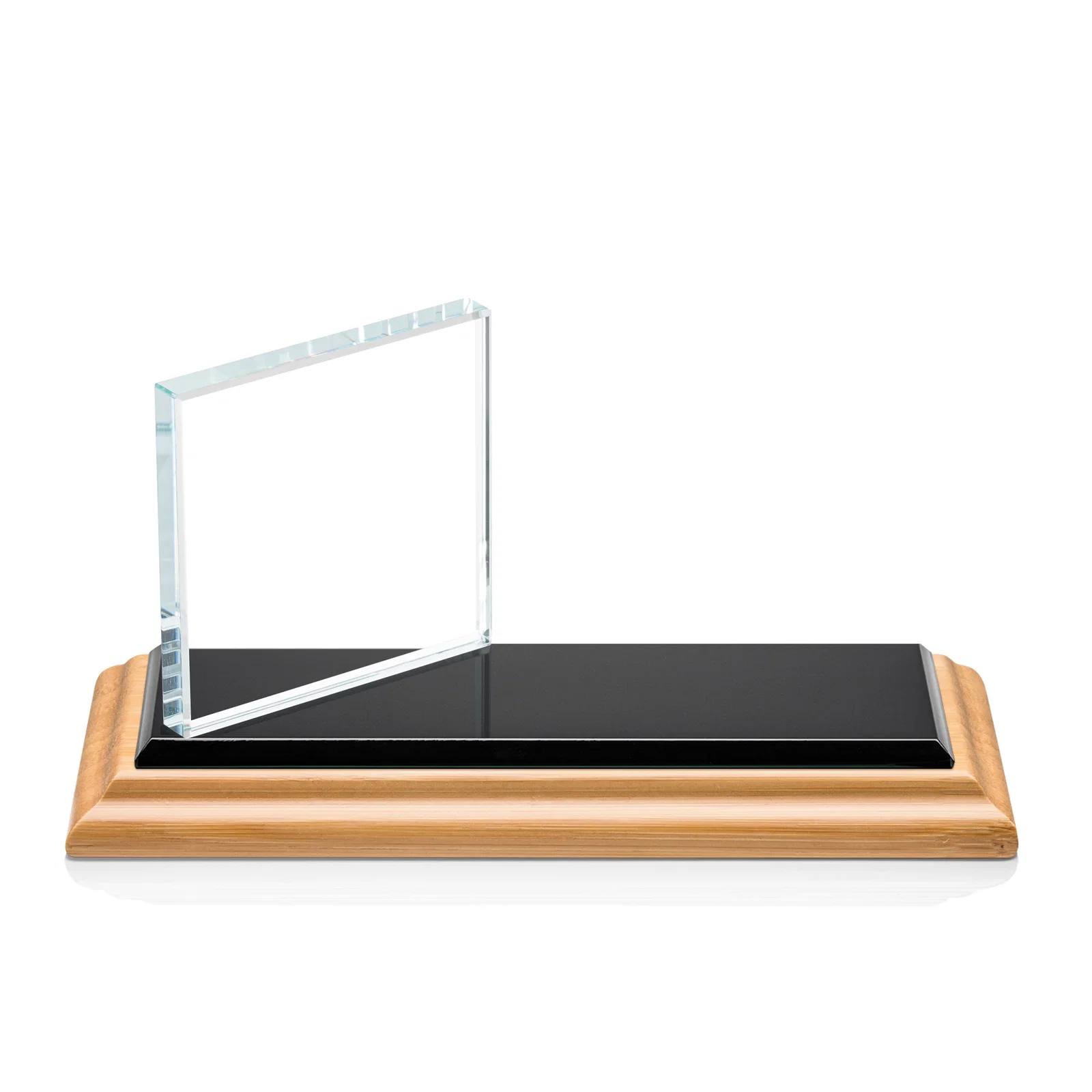 Personalized Starfire Crystal Square Award on a Bamboo or Rosewood Base for volunteer appreciation