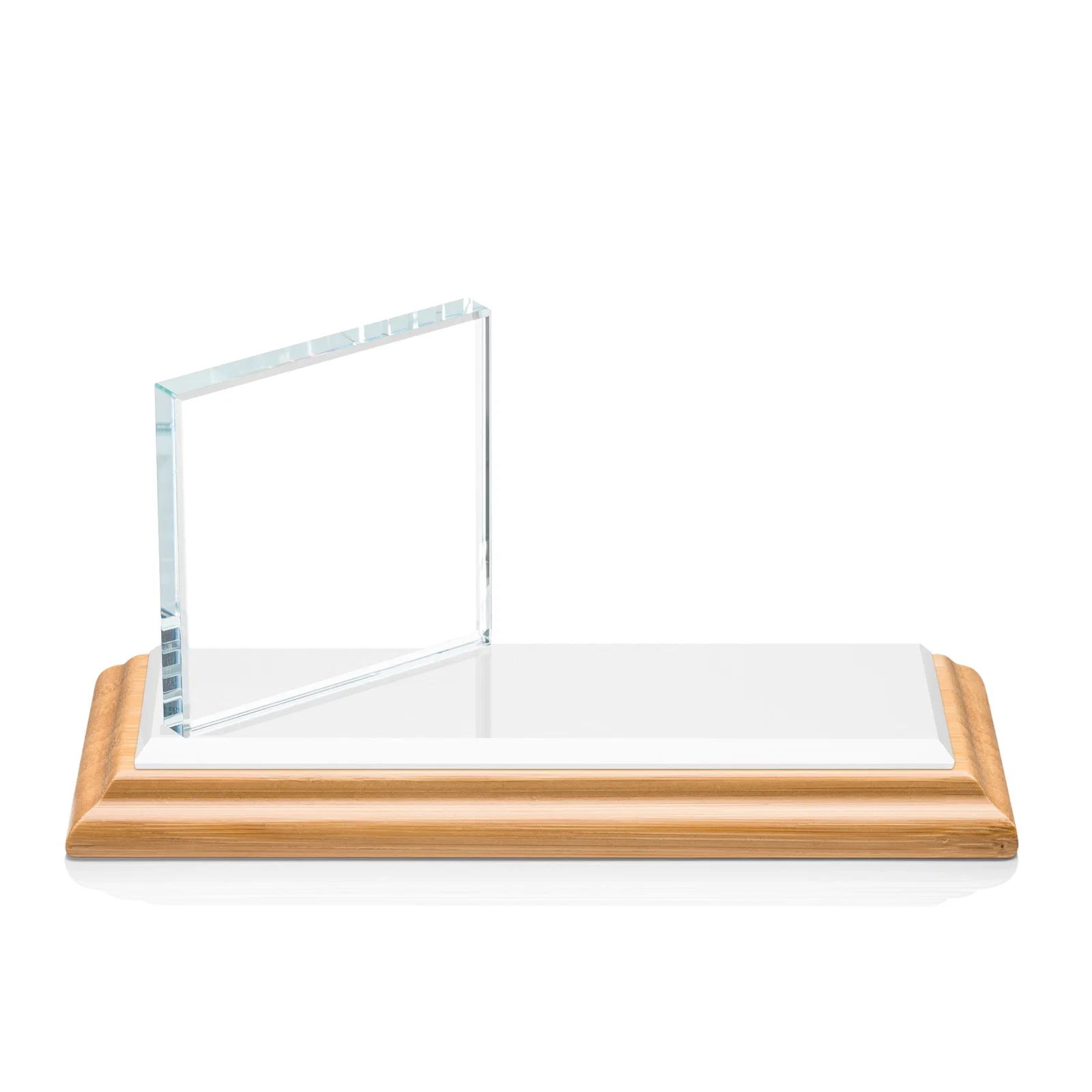 Personalized Starfire Crystal Square Award on a Bamboo or Rosewood Base for dealer and partner awards