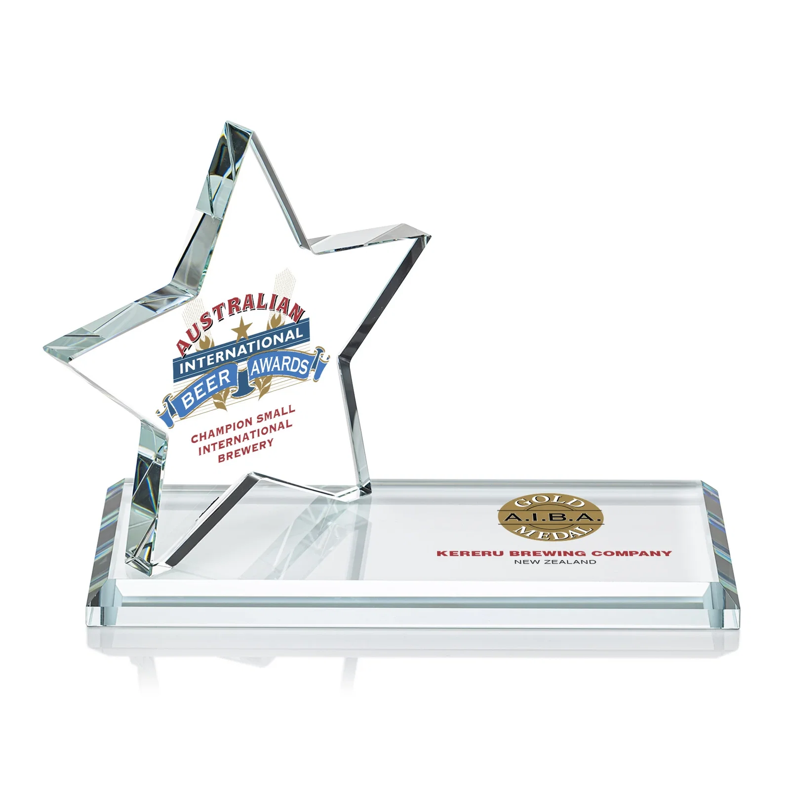 Personalized Starfire Crystal Star Award with a Second Position on the Back, desk awards for service anniversary gifts