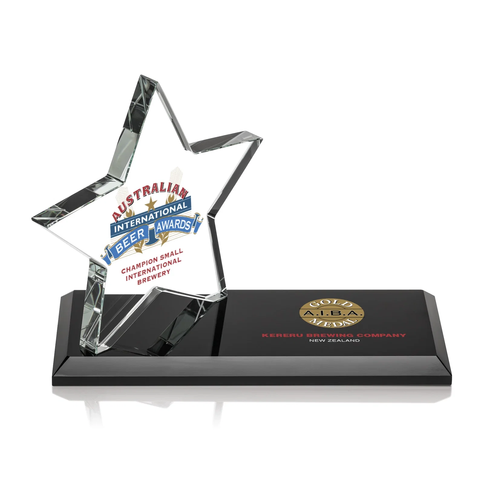 Personalized Starfire Crystal Star Award with a Second Position on the Back, desk awards for sales achievement awards