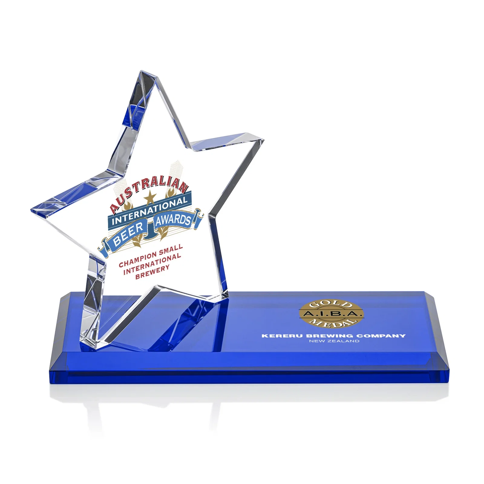 Personalized Starfire Crystal Star Award with a Second Position on the Back, desk awards for retirement presentations