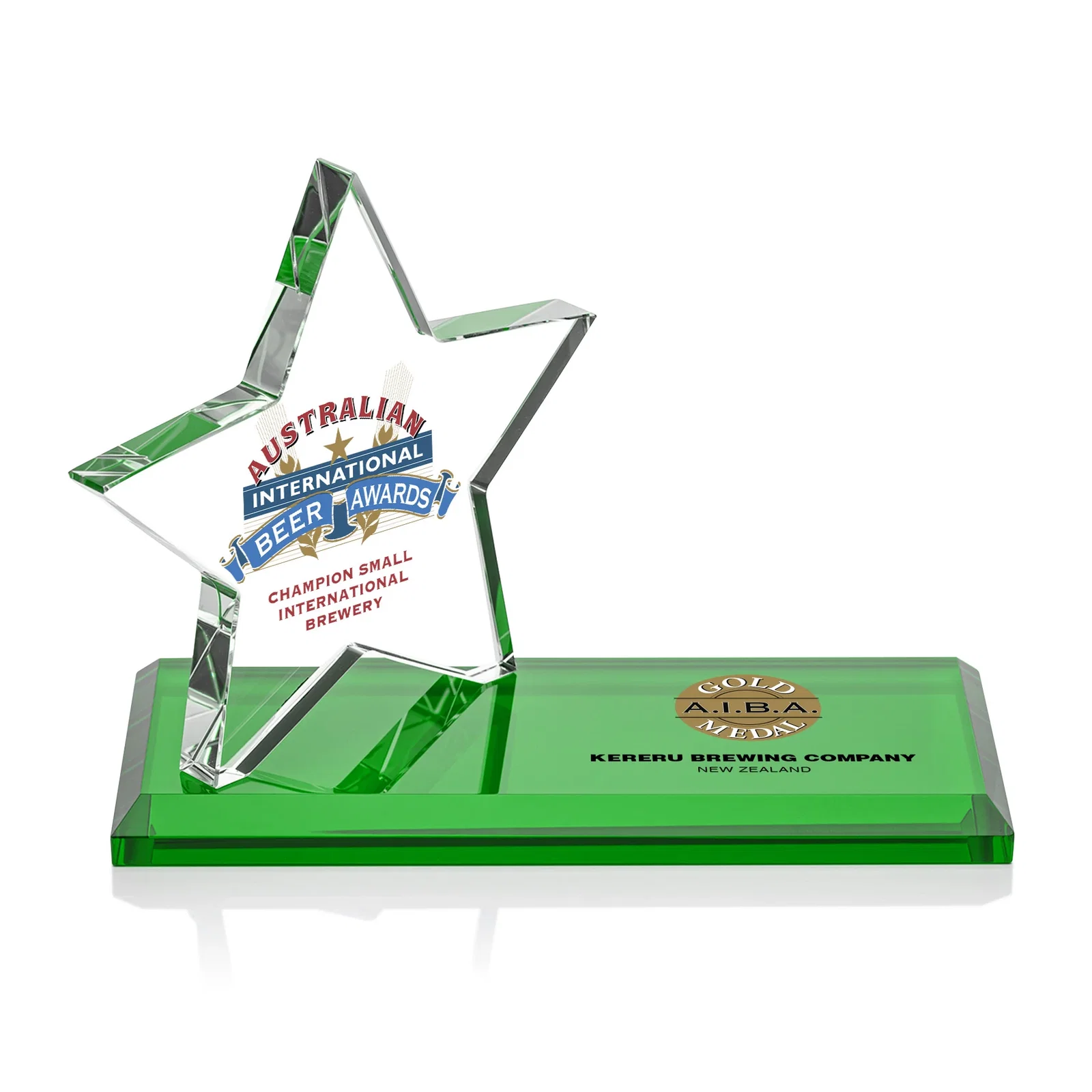 Personalized Starfire Crystal Star Award with a Second Position on the Back, desk awards for team milestone celebrations